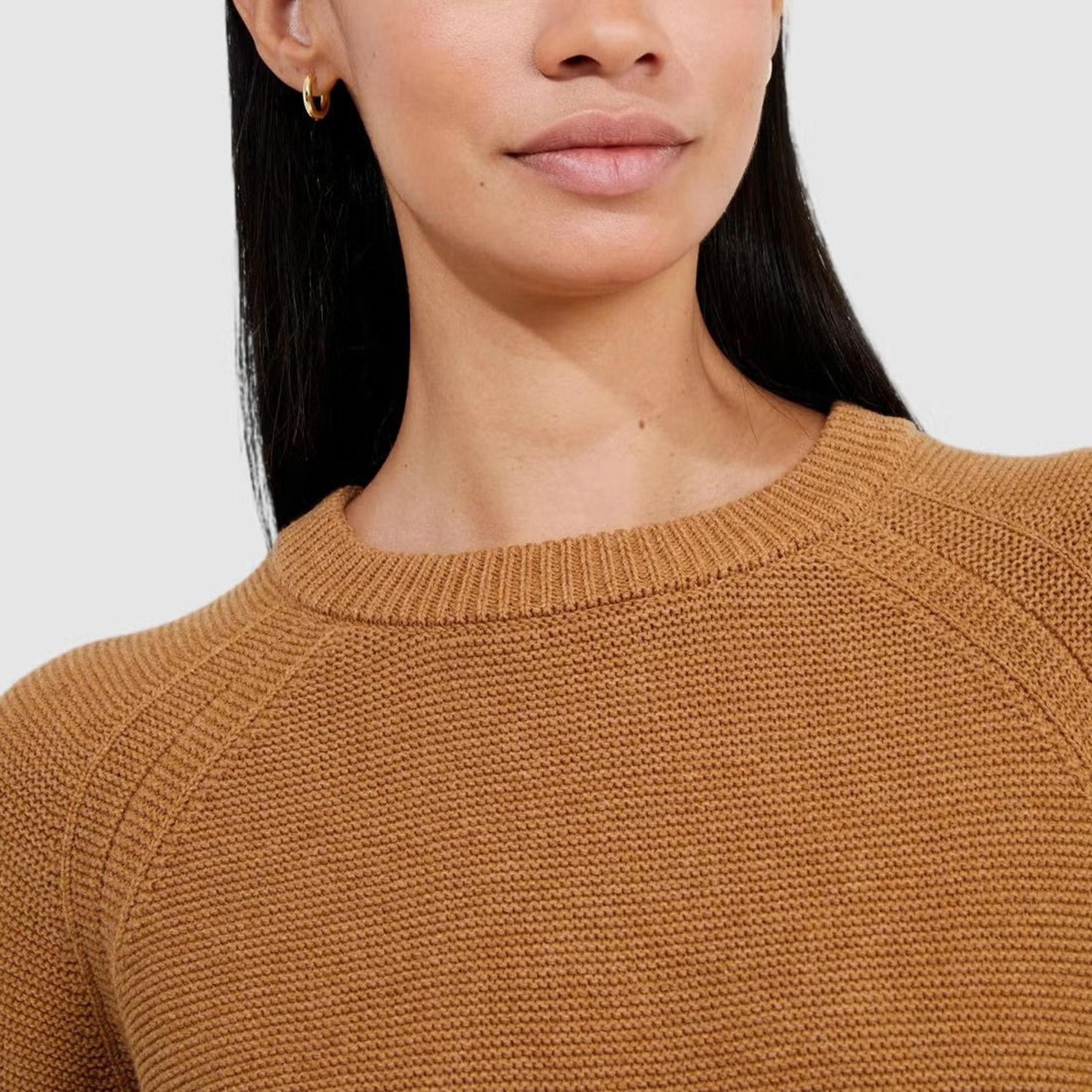 French Connection Brown Knitted Cotton Raglan Sleeves Women's Sweater-women-winterwear-cardigansandjumpers-jumpers-image-4
