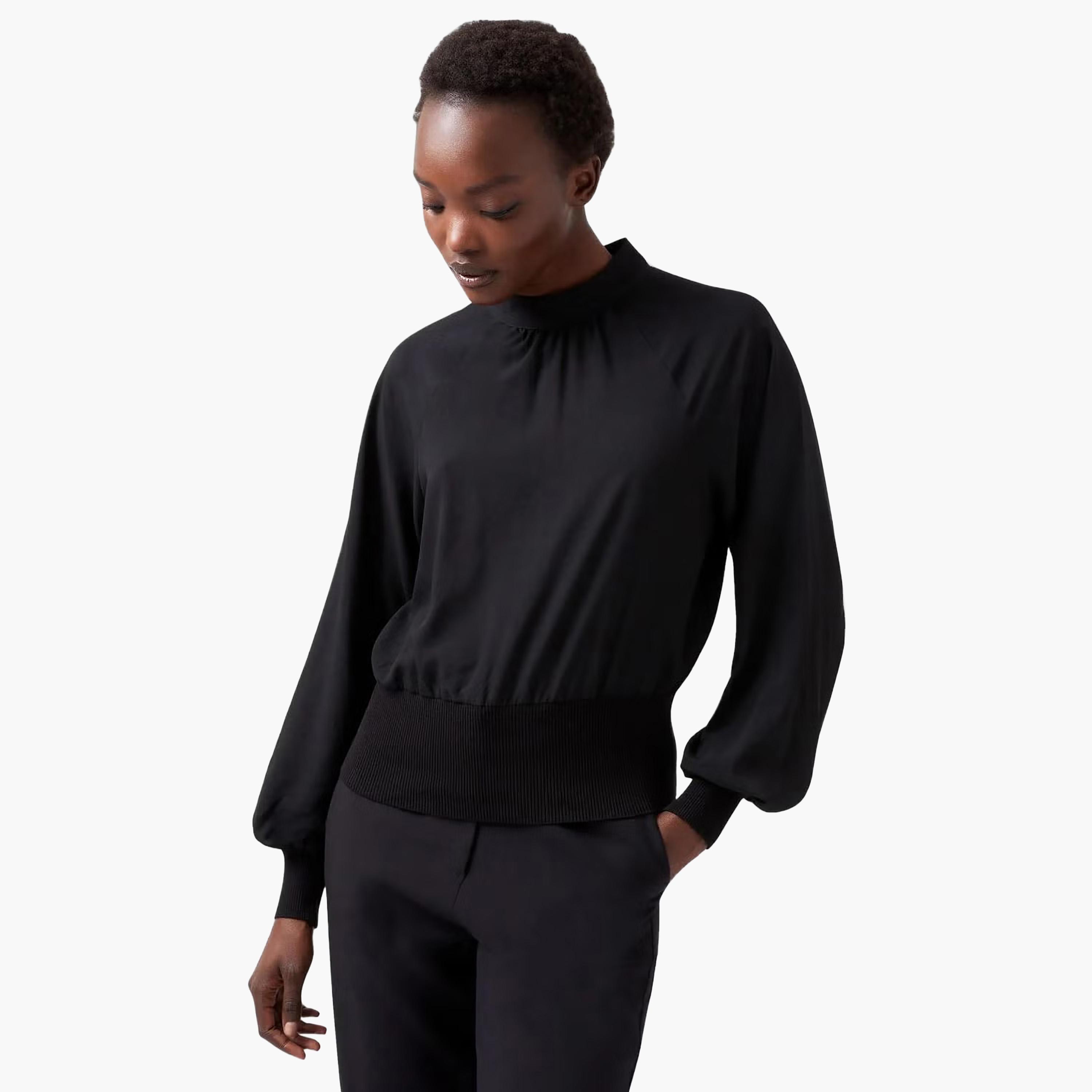 French Connection Black Mock Neck Women's Top-women-clothing-shirtsandblouses-blouses-image-1