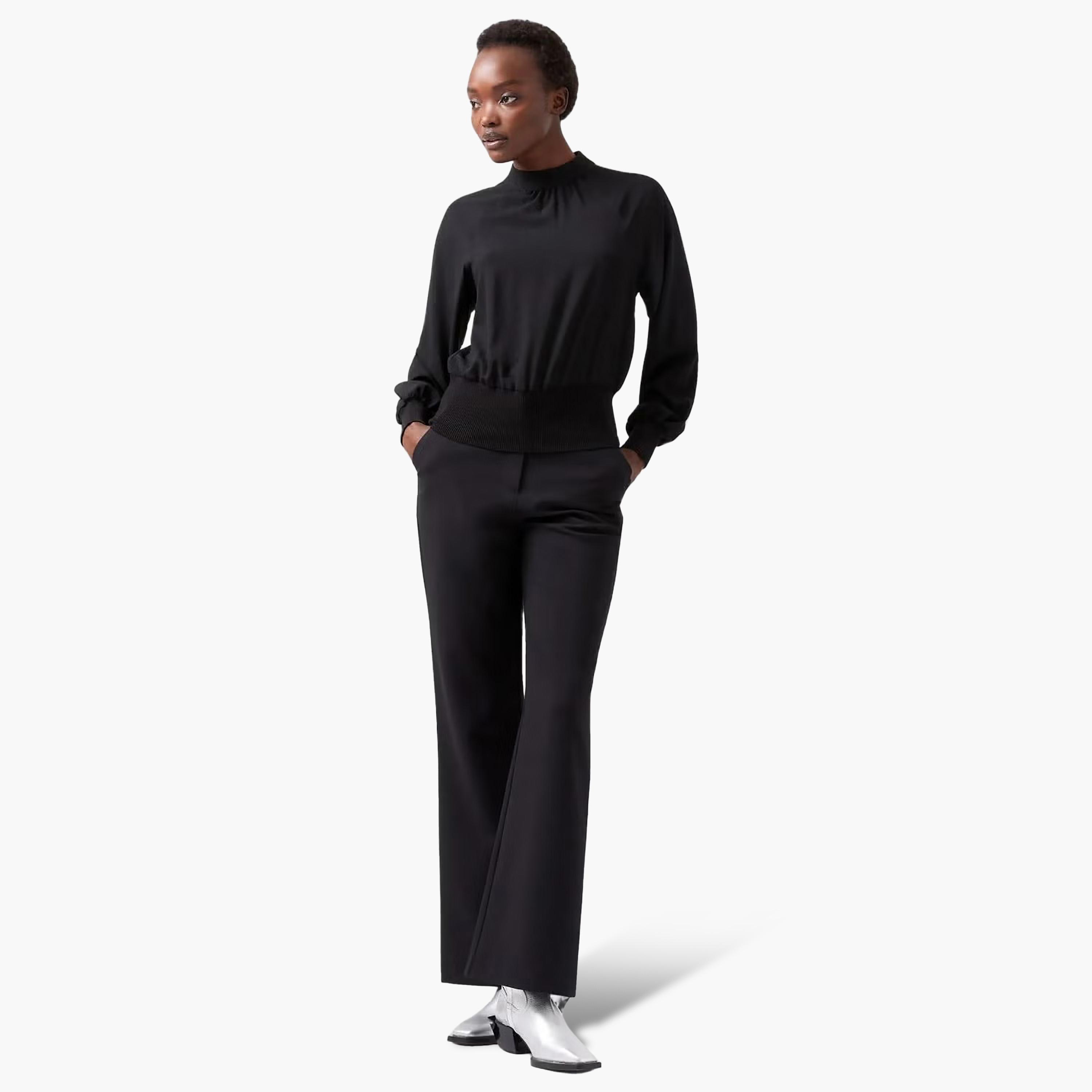French Connection Black Mock Neck Women's Top-women-clothing-shirtsandblouses-blouses-image-2