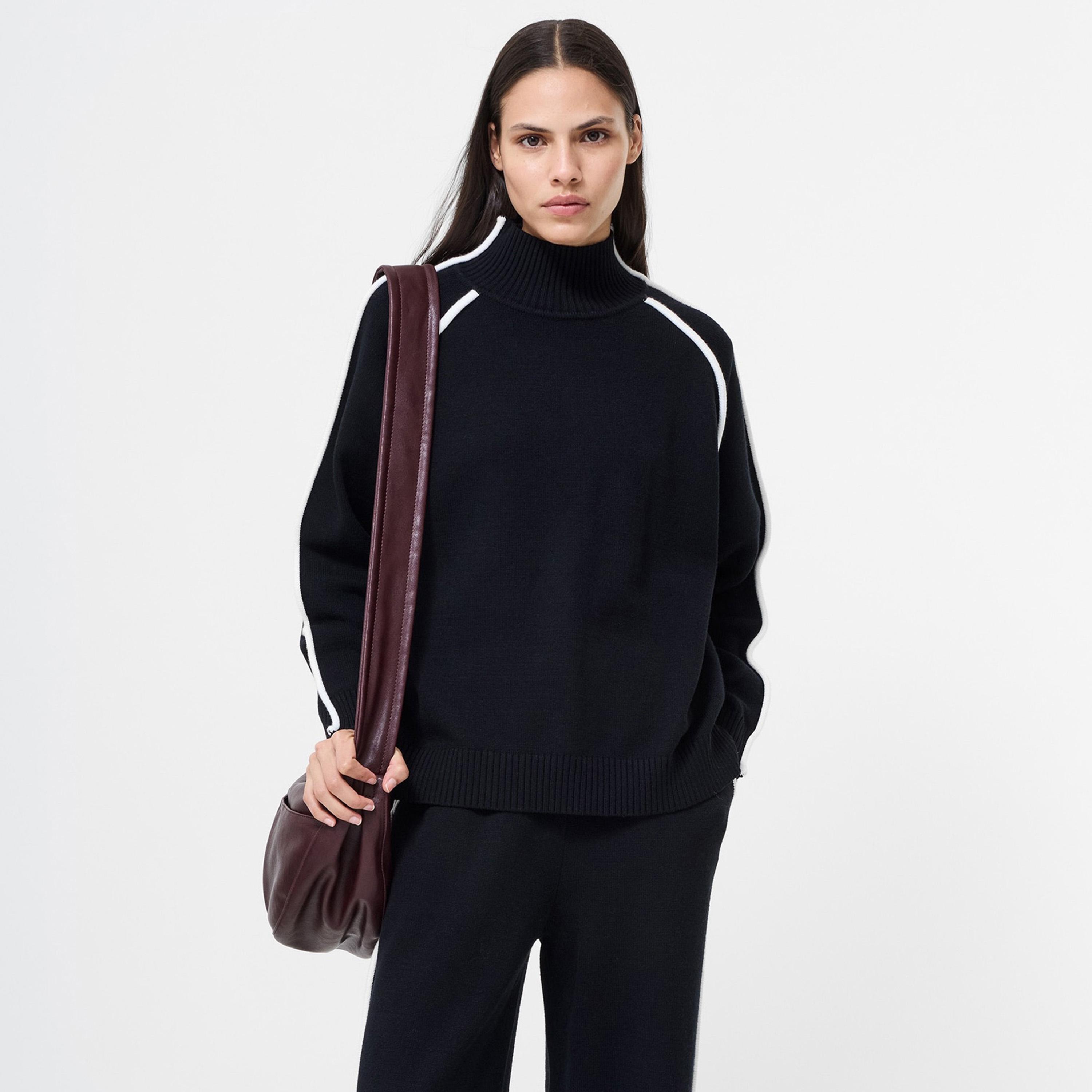 French Connection Contrast Trim High Neck Raglan Sleeves Women's Sweater-women-winterwear-cardigansandjumpers-jumpers-image-1