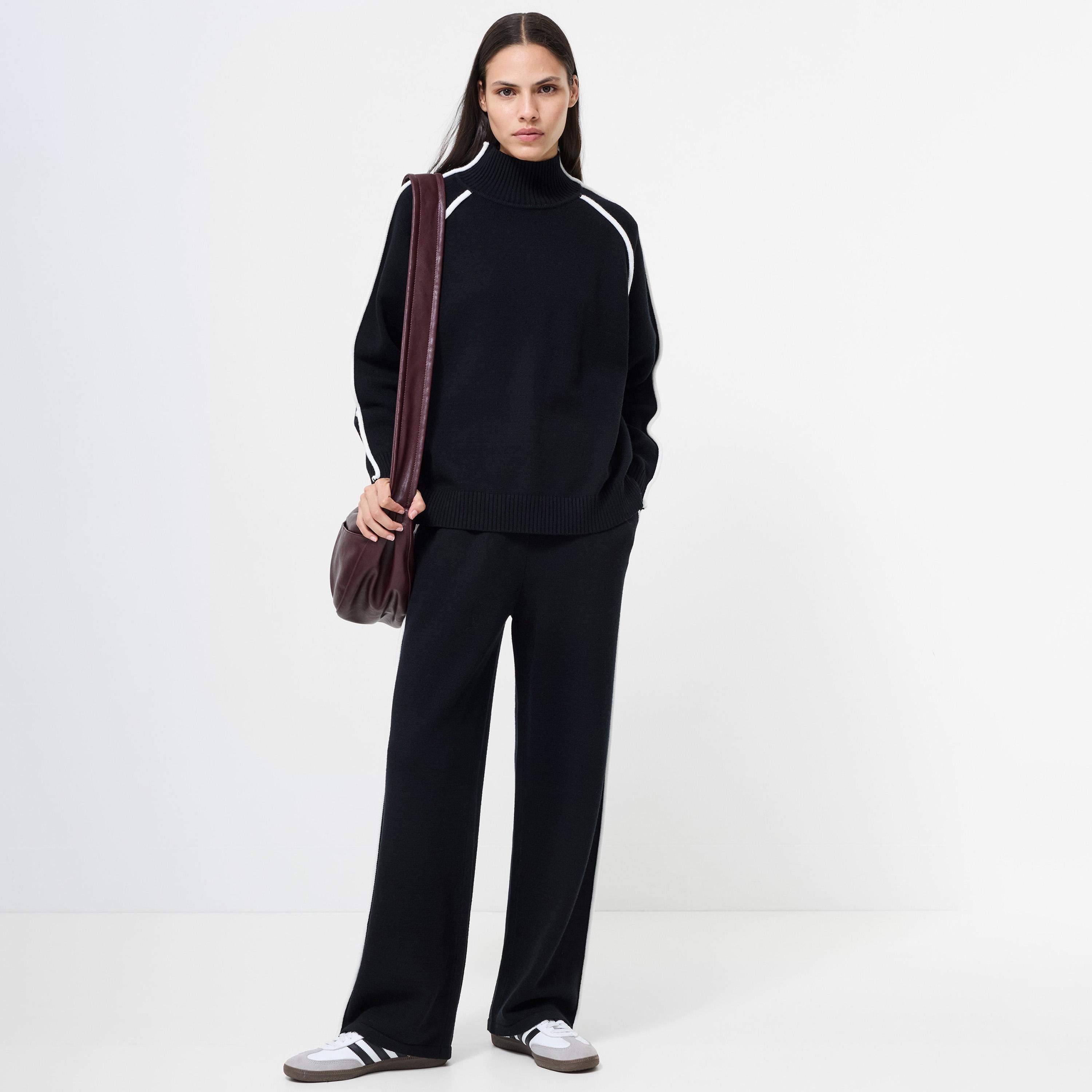 French Connection Contrast Trim High Neck Raglan Sleeves Women's Sweater-women-winterwear-cardigansandjumpers-jumpers-image-2