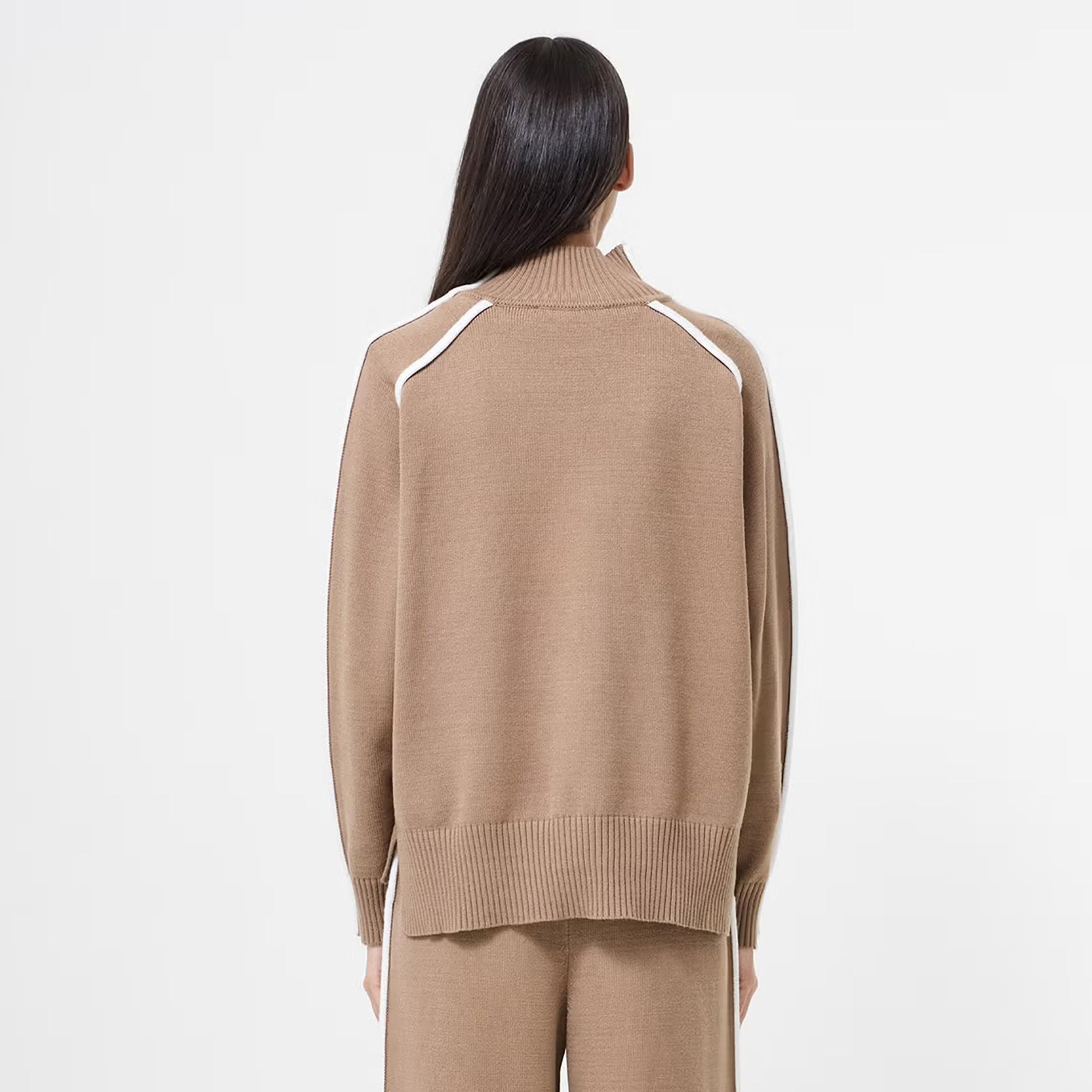 بلوفر حريمي بأكمام راجلان وفتحة رقبة عالية مع أطراف متباينة اللون من فرينش كونكشن-women-winterwear-cardigansandjumpers-jumpers-image-3