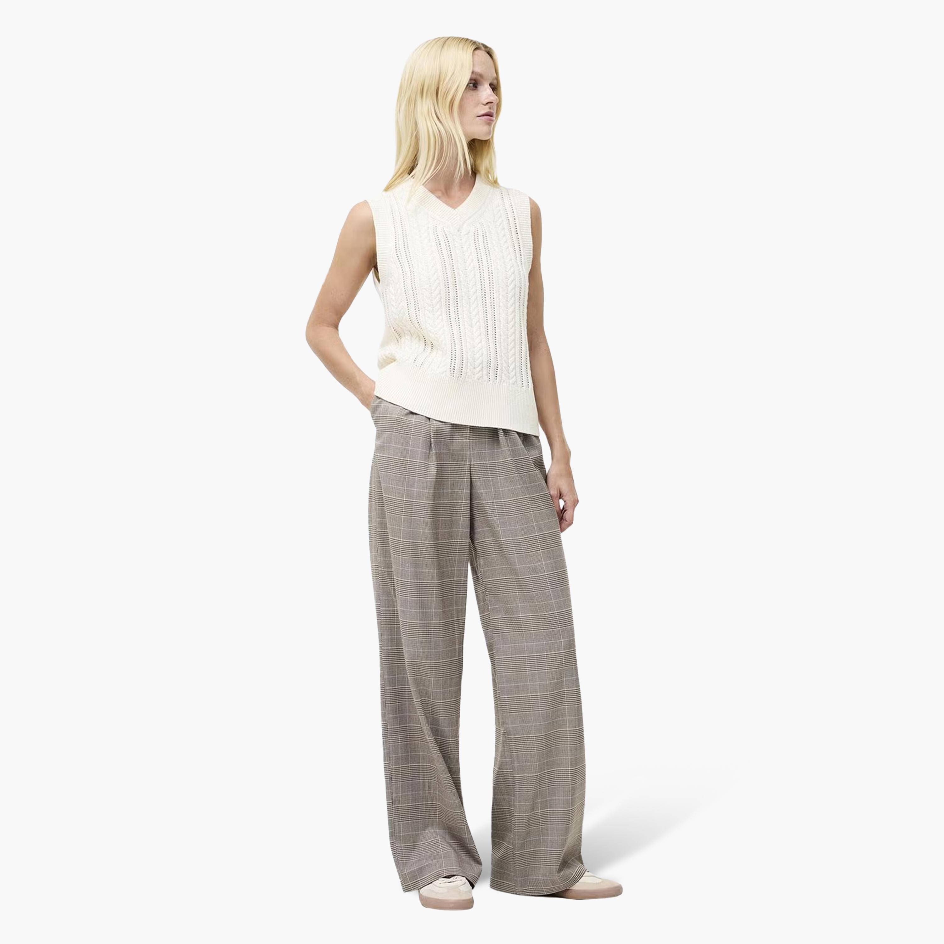 French Connection Cream Cable Knitted Women's Sweater Vest-women-winterwear-cardigansandjumpers-jumpers-image-2