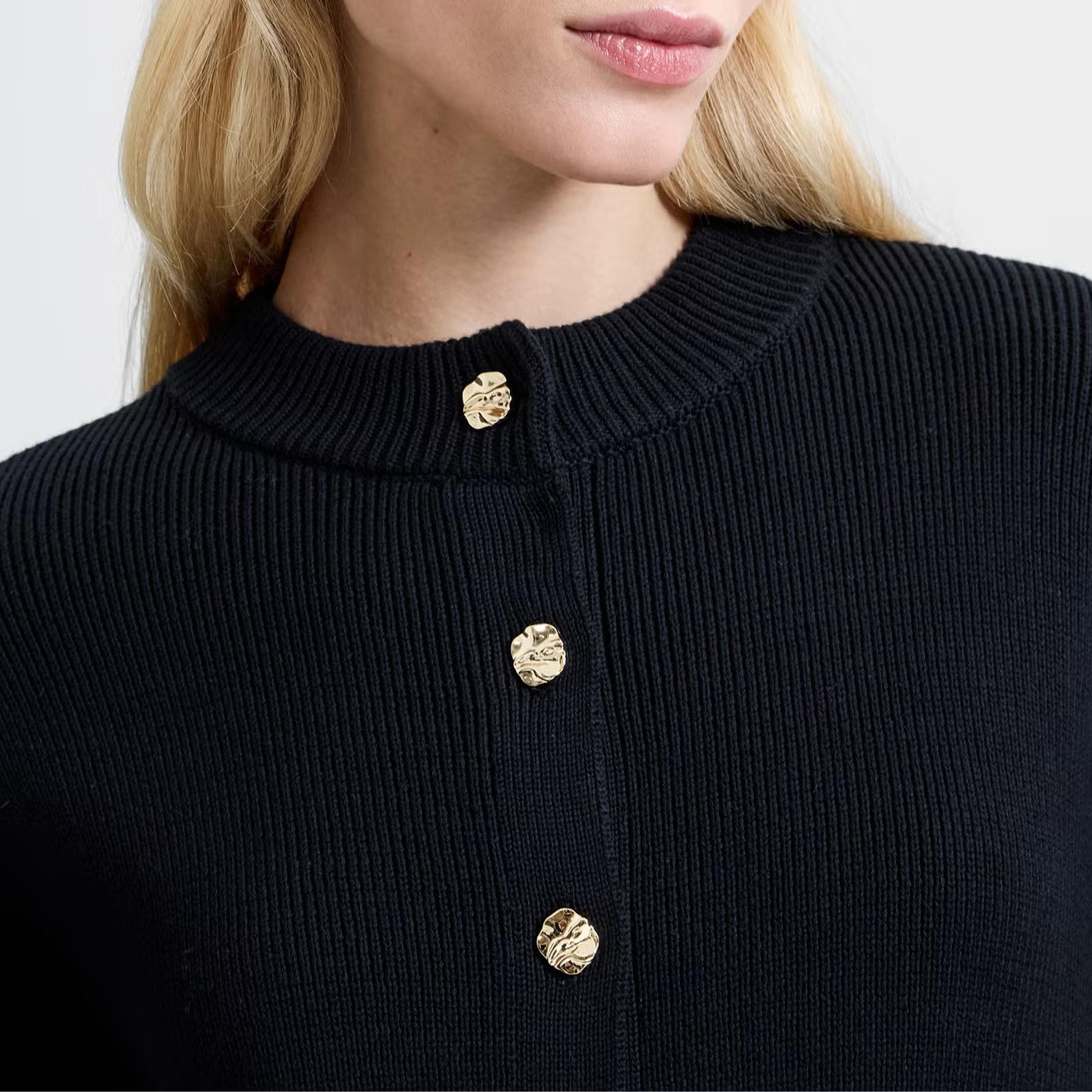كارديجان حريمي قطن بنسيج مضلع وأكتاف ساقطة من فرينش كونكشن-women-winterwear-cardigansandjumpers-cardigans-image-4