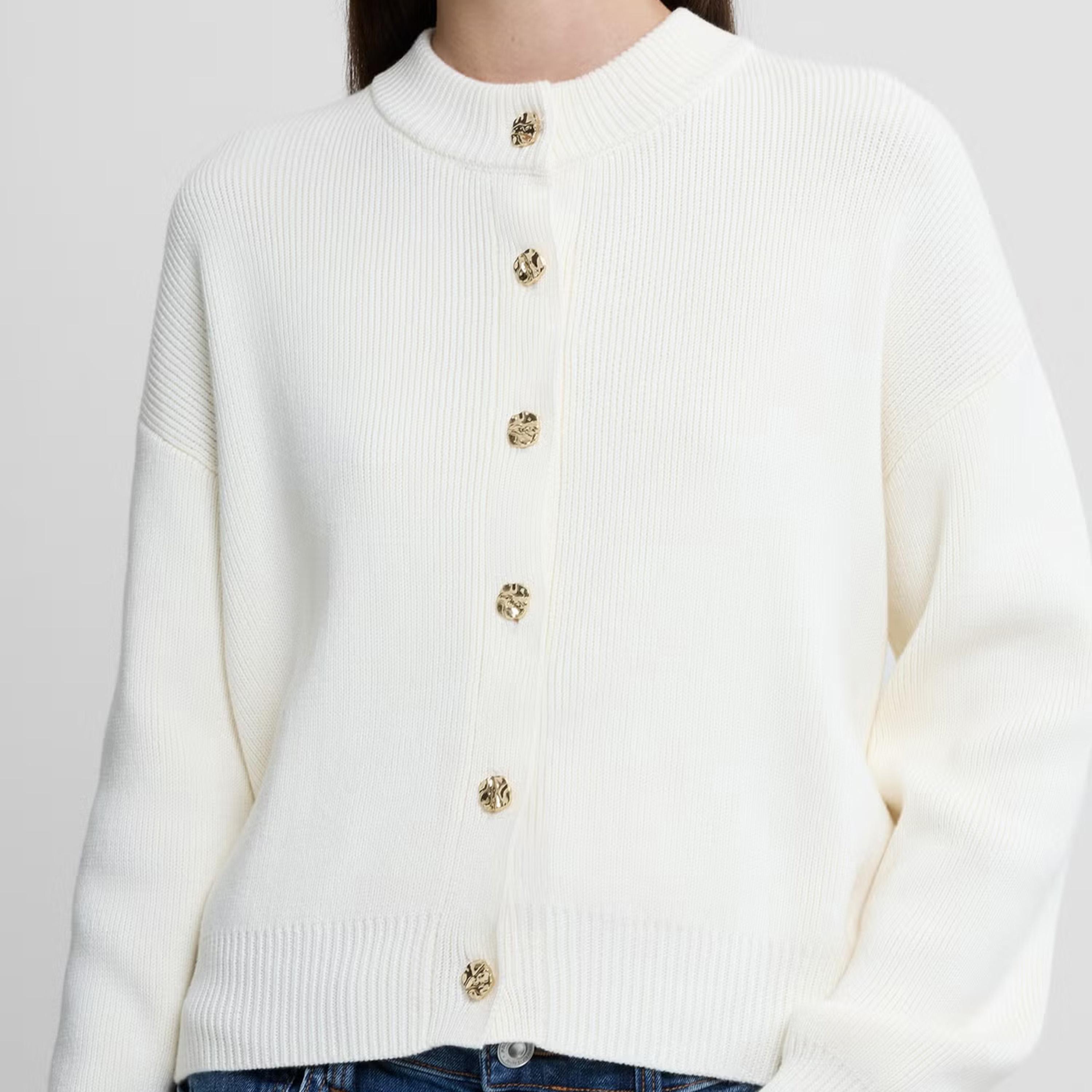 كارديجان حريمي قطن بنسيج مضلع وأكتاف ساقطة من فرينش كونكشن-women-winterwear-cardigansandjumpers-cardigans-image-4