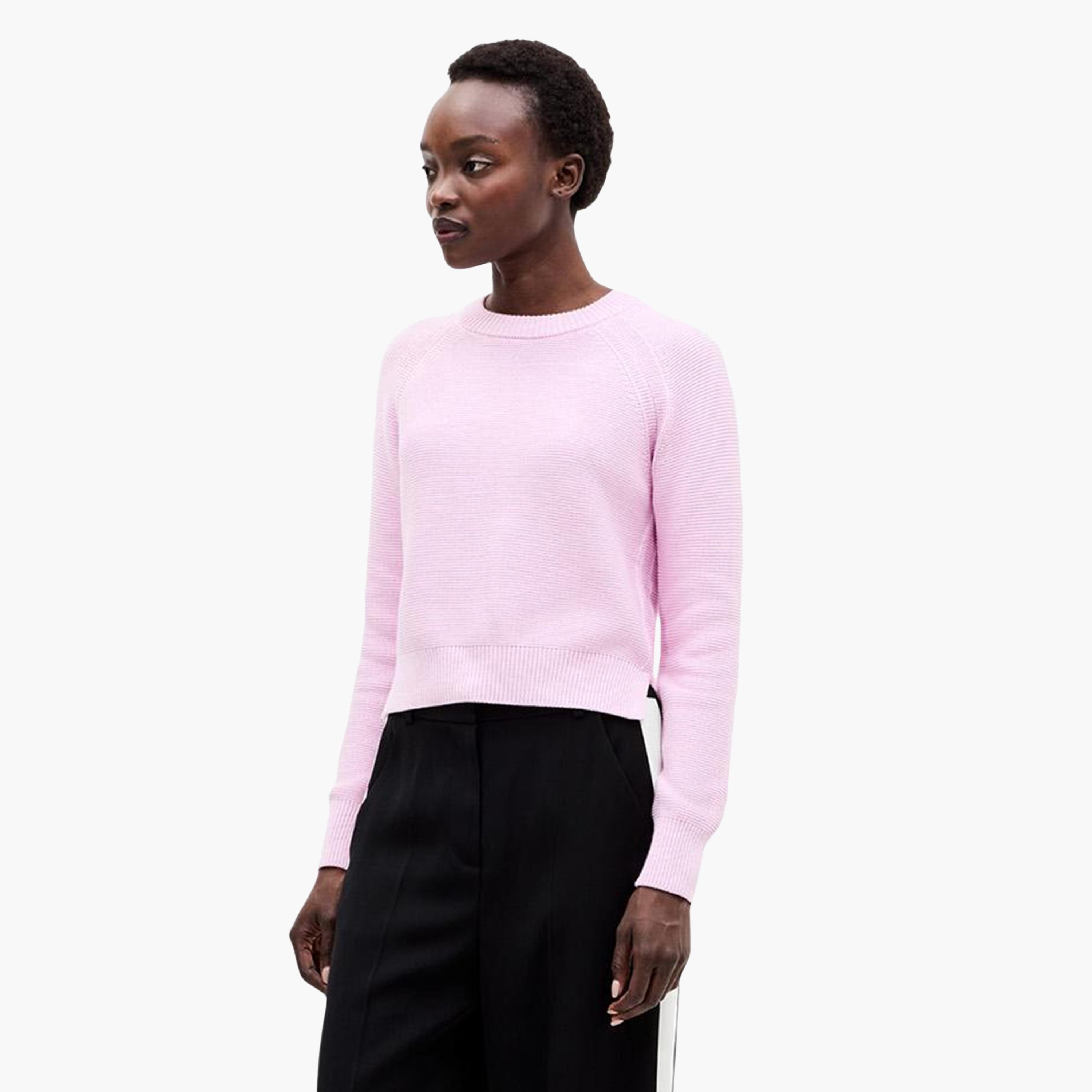 بلوفر قطن محبوك حريمي بأكمام راجلان باللون الوردي من فرينش كونكشن-women-winterwear-cardigansandjumpers-jumpers-image-1