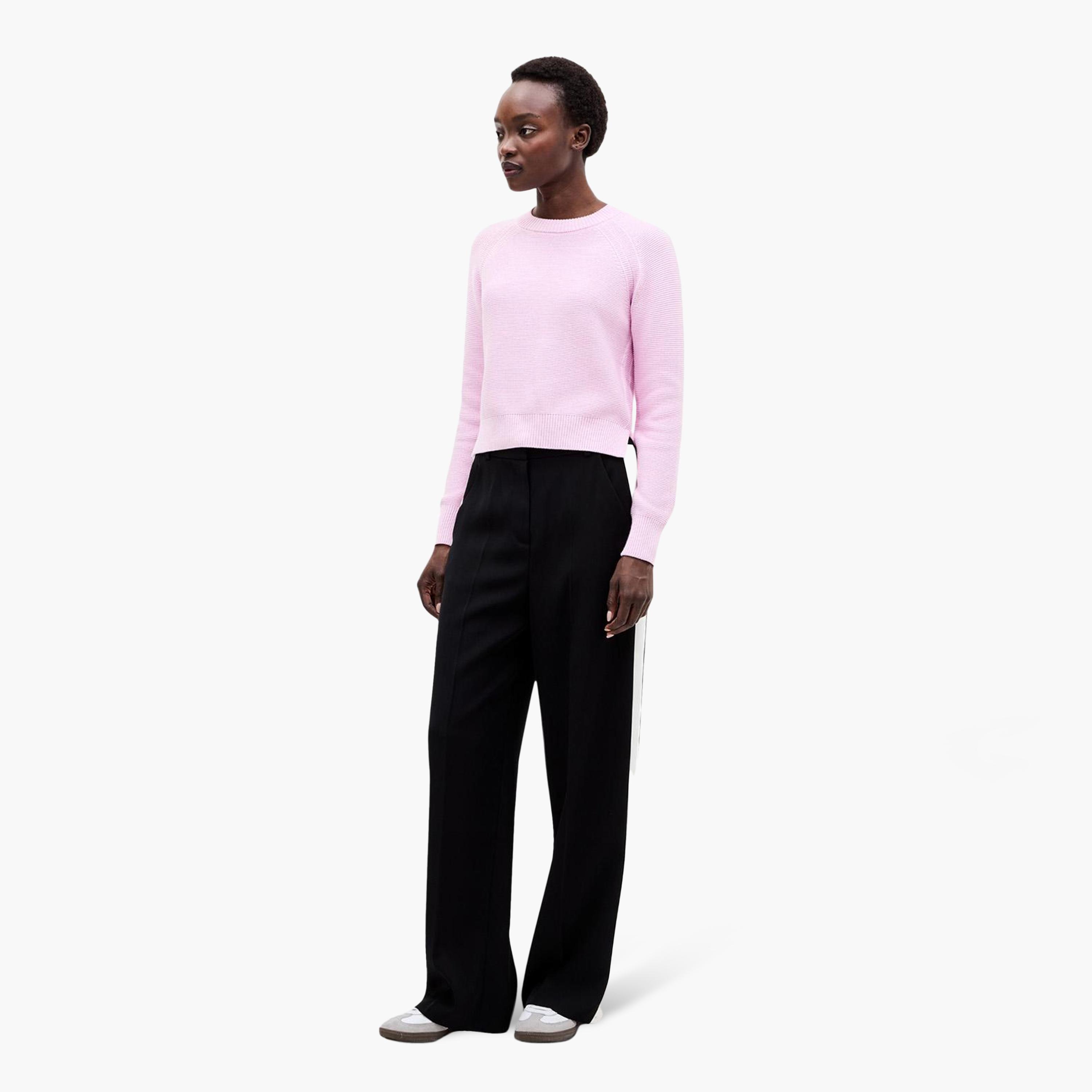 بلوفر قطن محبوك حريمي بأكمام راجلان باللون الوردي من فرينش كونكشن-women-winterwear-cardigansandjumpers-jumpers-image-2