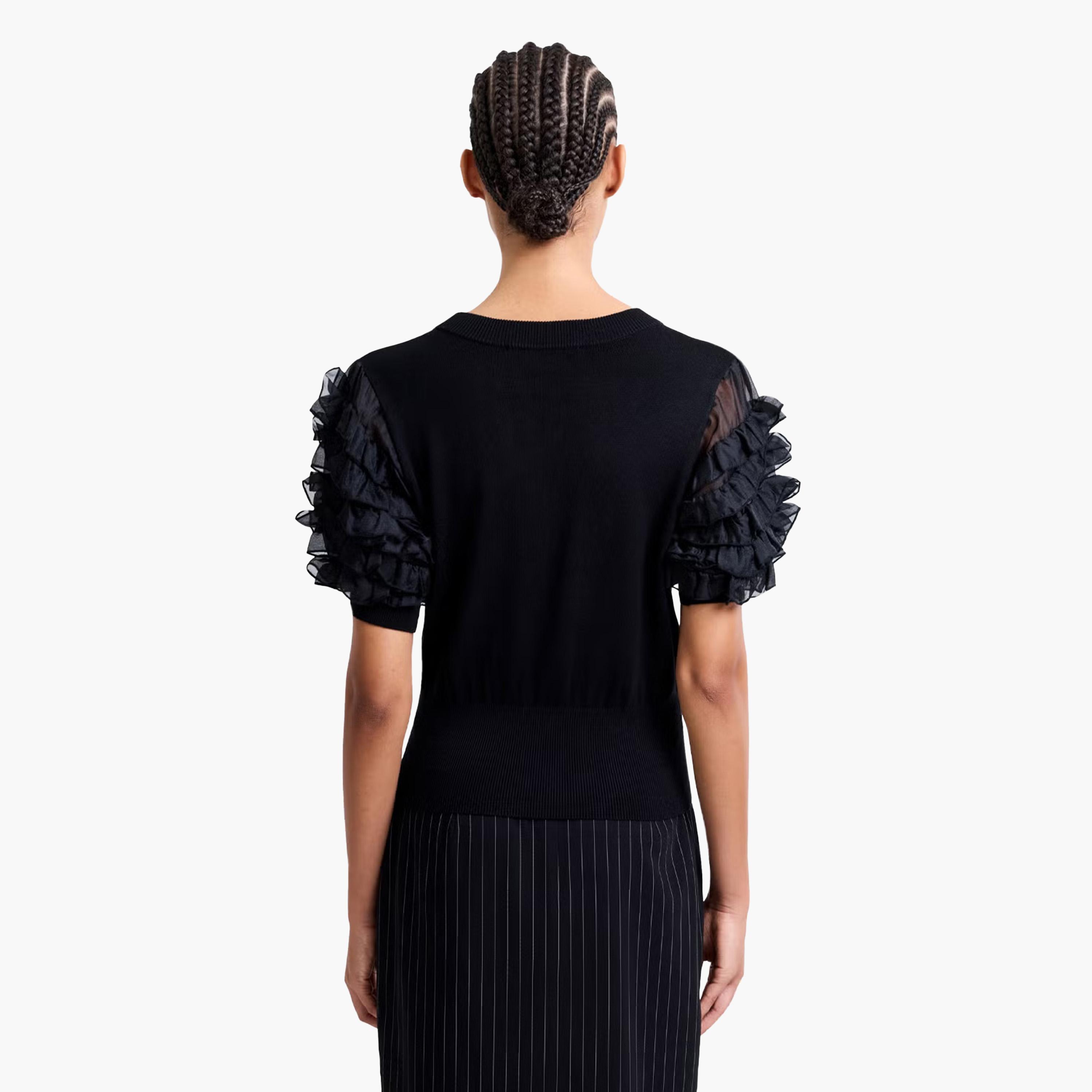French Connection Black Ruffled Sleeves Women's Top-women-clothing-shirtsandblouses-blouses-image-3