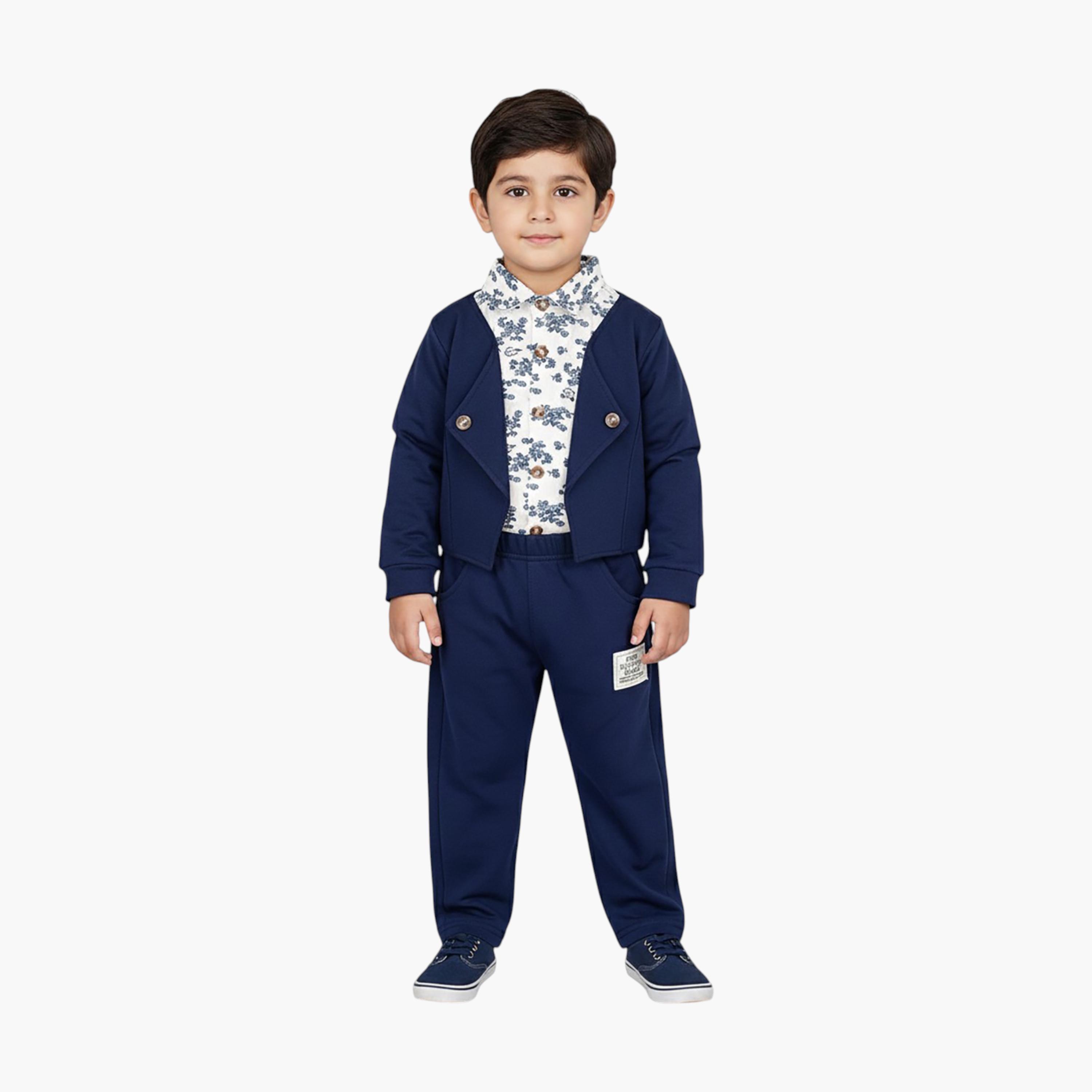 طقم قميص وسترة وبنطال بنقشة أزهار من قطعتين من بيبيكلو-boys-clothing-setsandcoords-image-1