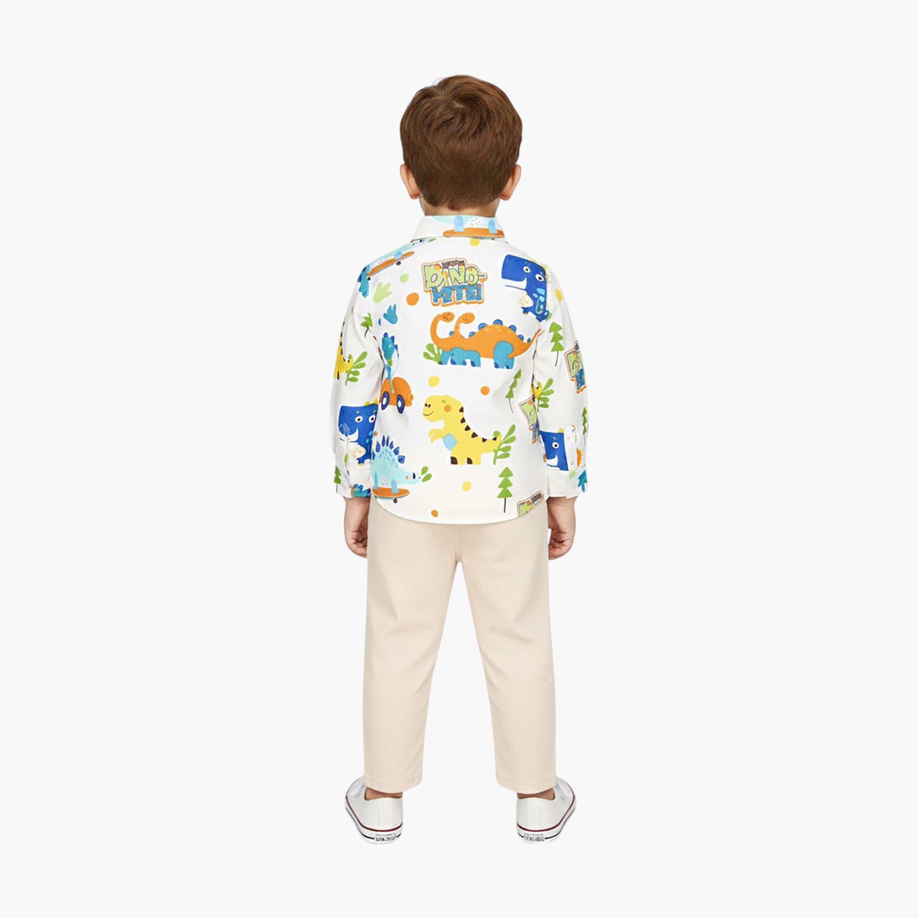 Babyqlo 2-Piece Dinosaur Printed Shirt and Pants Set-boys-clothing-setsandcoords-image-2