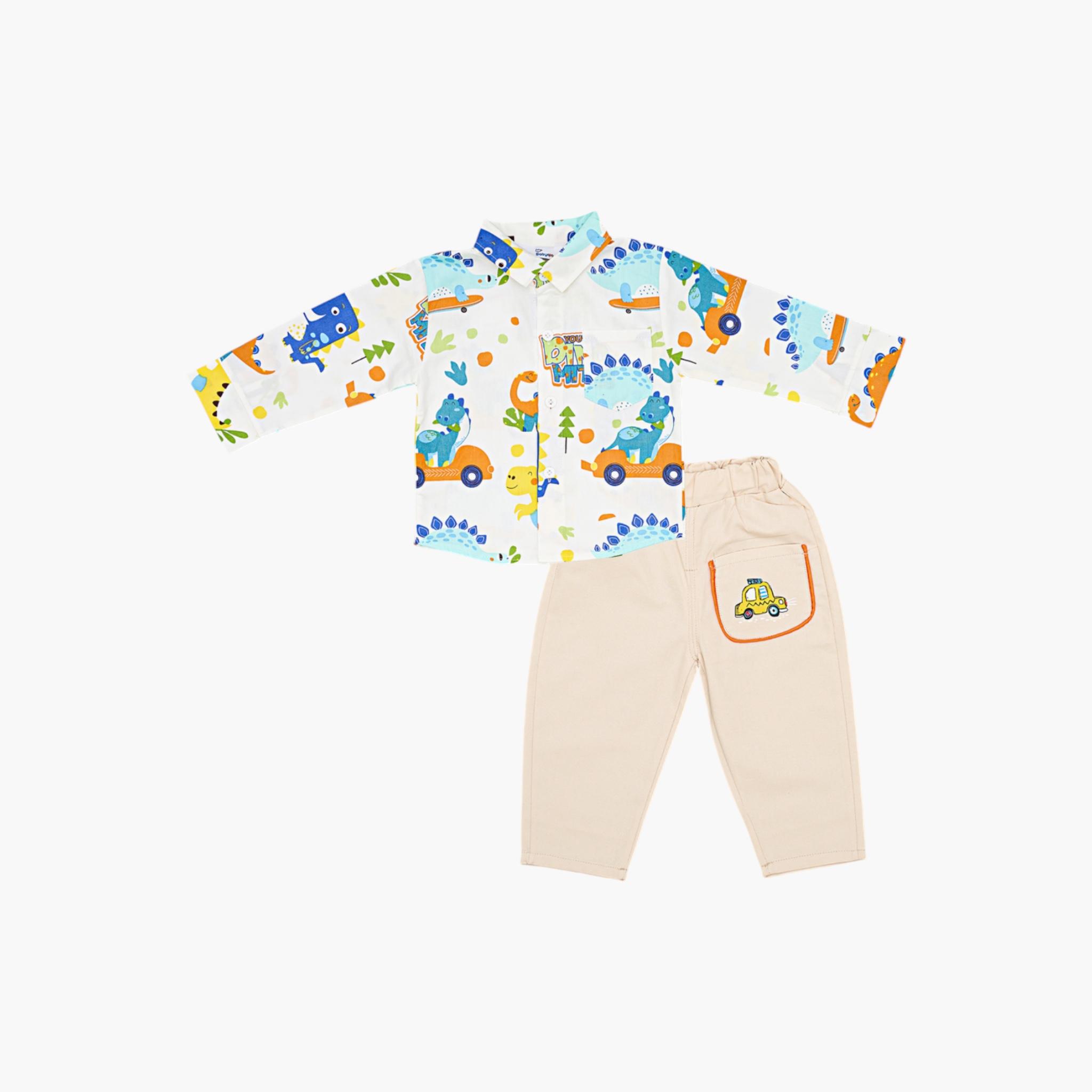 Babyqlo 2-Piece Dinosaur Printed Shirt and Pants Set-boys-clothing-setsandcoords-image-3