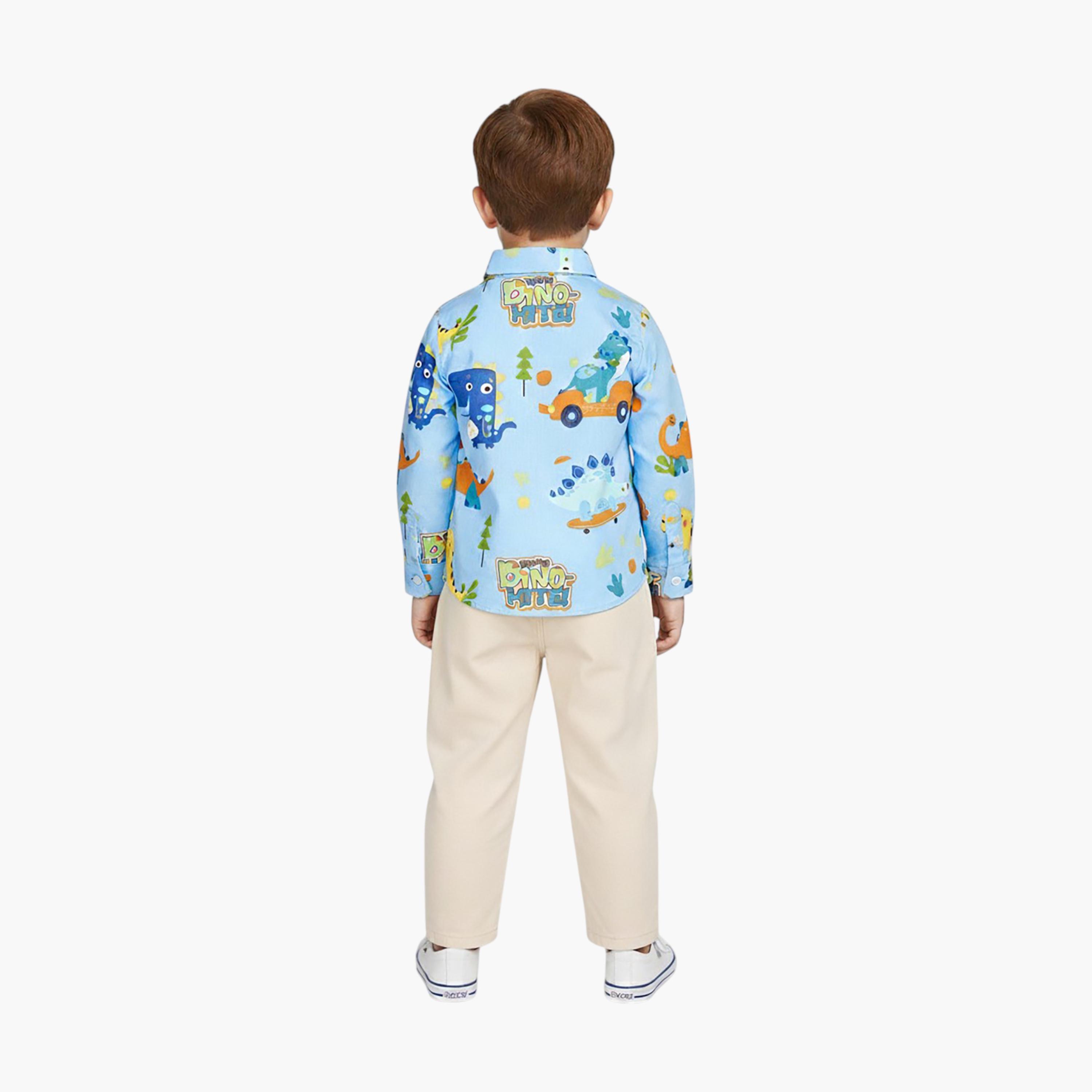 Babyqlo 2-Piece Dinosaur Printed Shirt and Pants Set-boys-clothing-setsandcoords-image-2