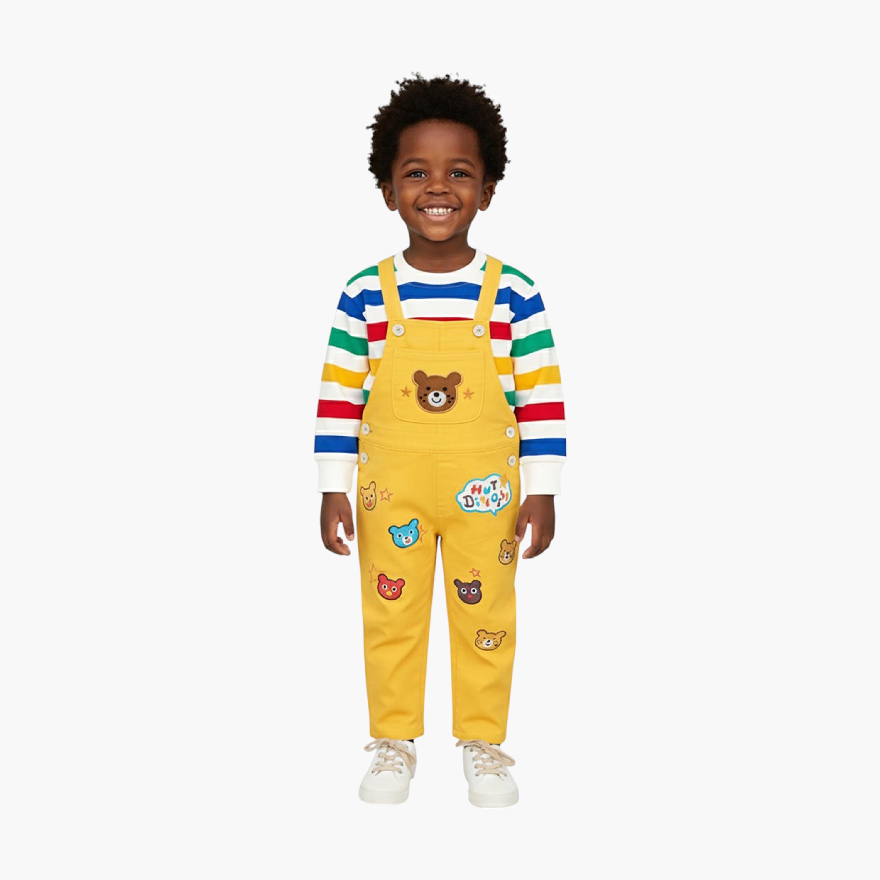 Babyqlo 2-Piece Printed Stripes Sweatshirt and Dungarees Set-boys-clothing-setsandcoords-image-1