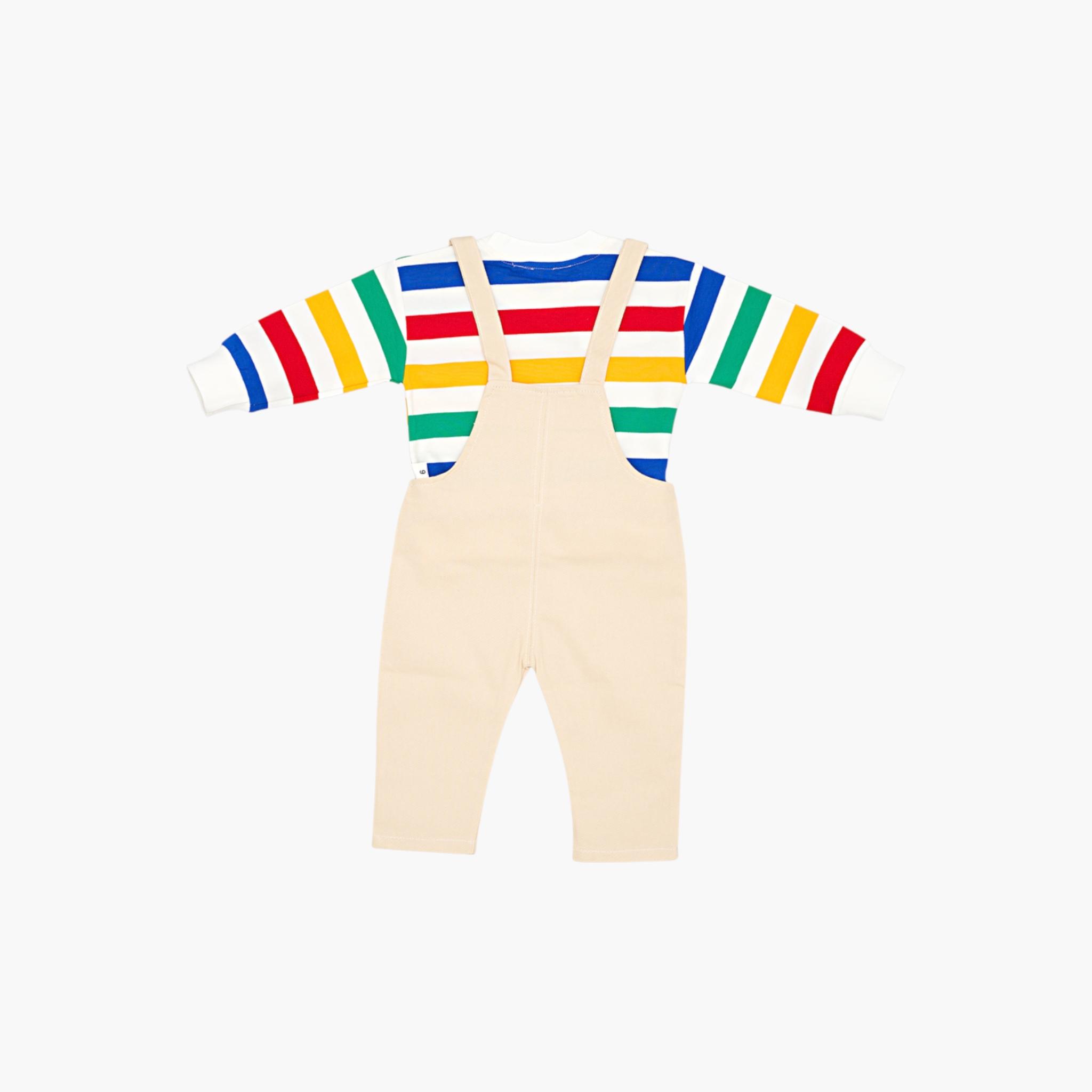 Babyqlo 2-Piece Printed Stripes Sweatshirt and Dungarees Set-boys-clothing-setsandcoords-image-4