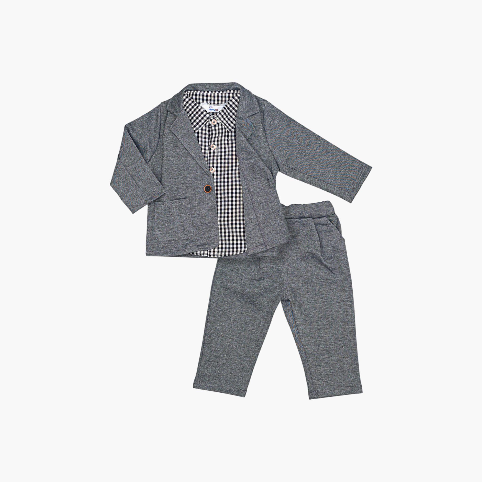 Babyqlo 3-Piece Check Shirt with Blazer and Pants Set-boys-clothing-setsandcoords-image-3