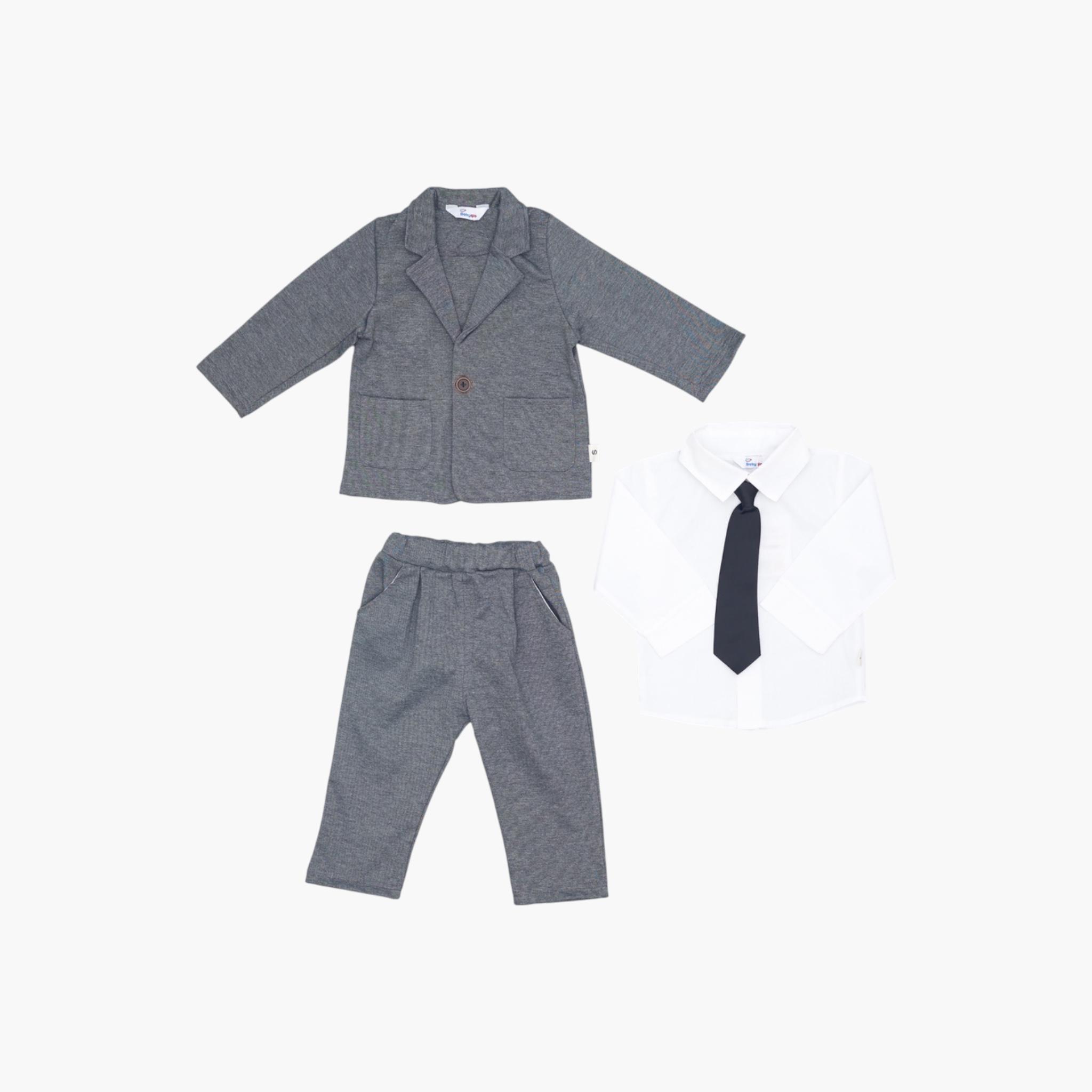 طقم من 4 قطع: قميص سادة مع بليزر وبنطال من بيبيكلو-boys-clothing-setsandcoords-image-3