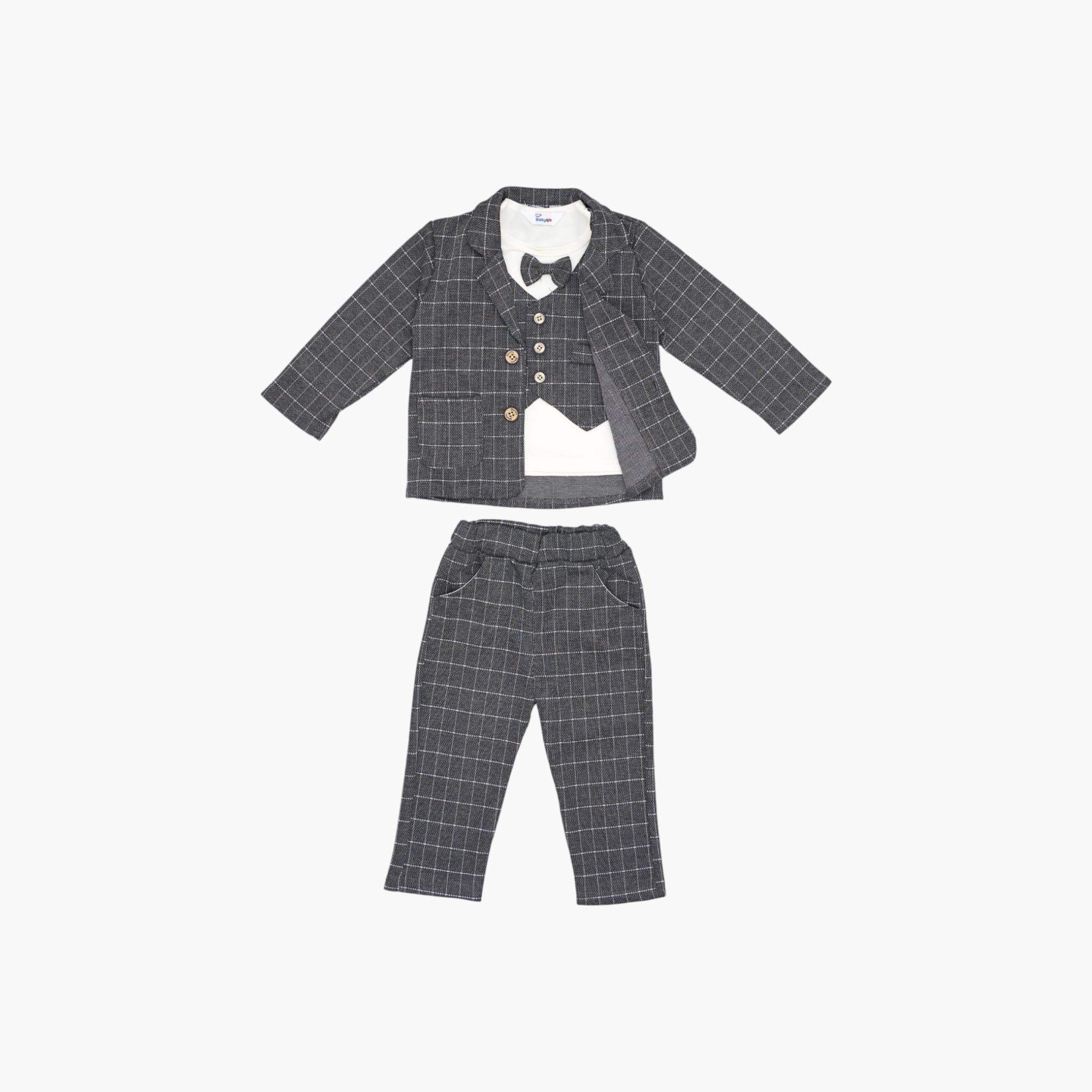 Babyqlo 4-Piece Grid Blazer, Shirt, Waistcoat and Pants Set-boys-clothing-setsandcoords-image-3