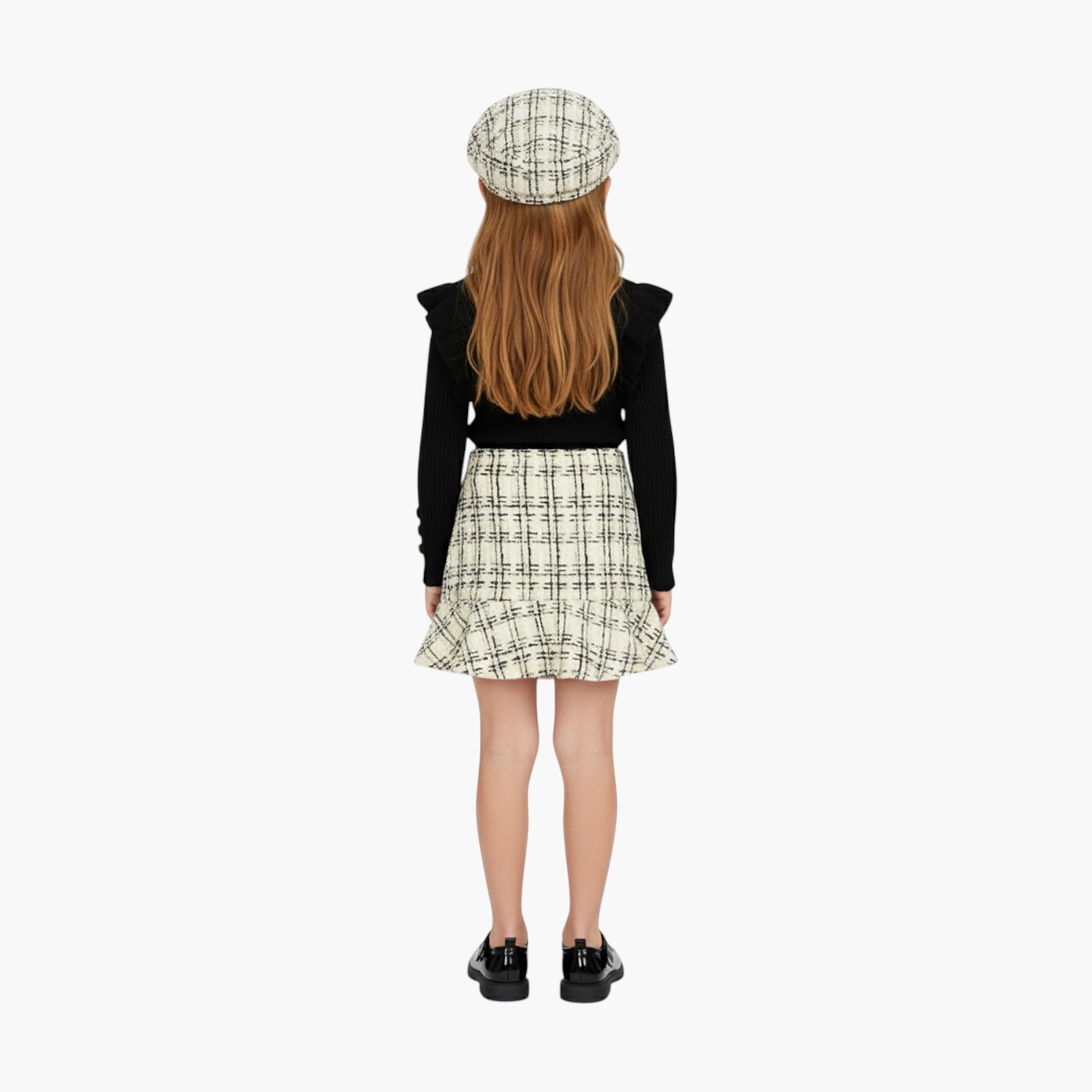 توب بأزرار من 3 قطع مع بيريه وتنورة من بيبيكلو-girls-clothing-setsandcoords-image-2