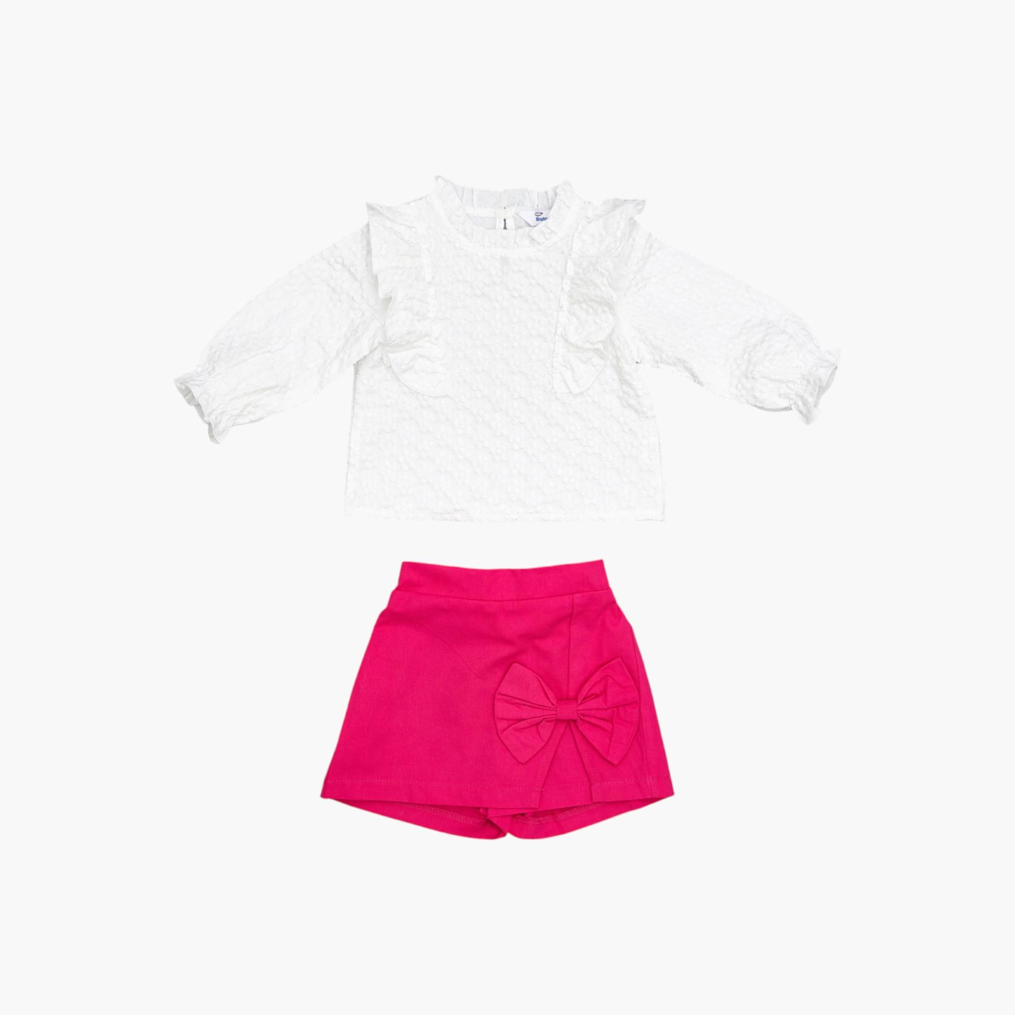 توب من قطعتين بكشكشة مع تنورة من بيبيكلو-girls-clothing-setsandcoords-image-3