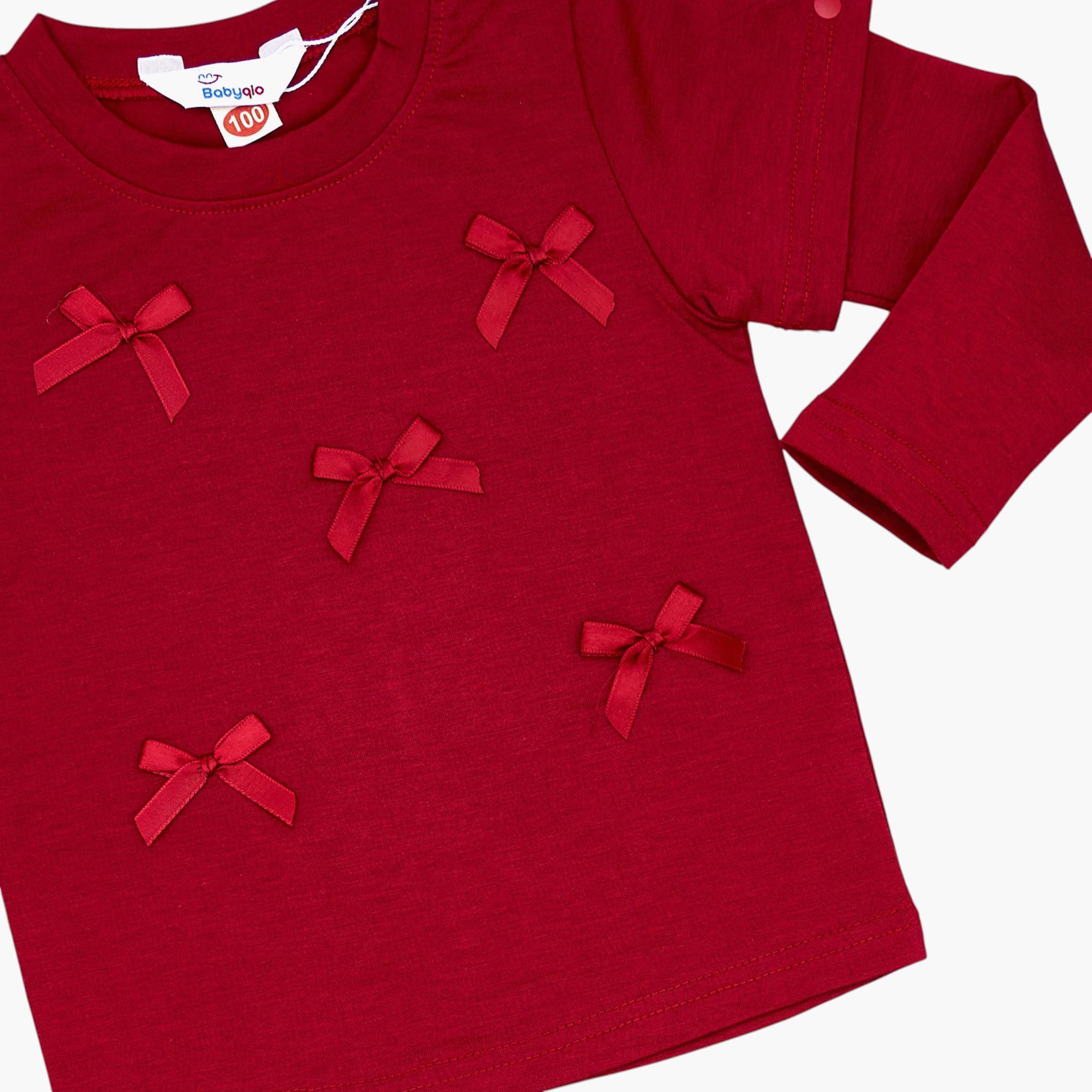 Babyqlo 2-Piece Bow Detailed Top with Detachable Sleeves and Denim Set-girls-clothing-setsandcoords-image-7