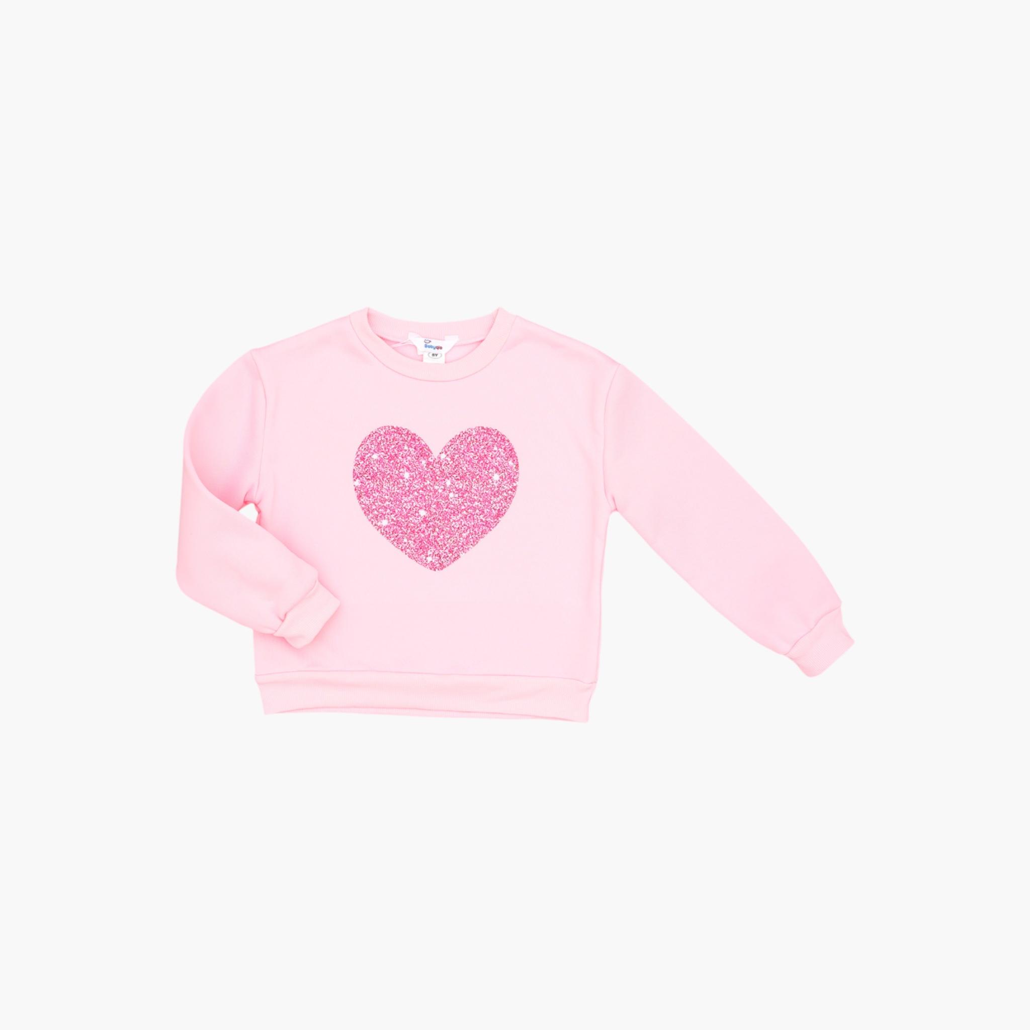 Babyqlo 2-Piece Heart Glitter Embellished Sweatshirt with Flared Track Pants Set-girls-clothing-setsandcoords-image-4