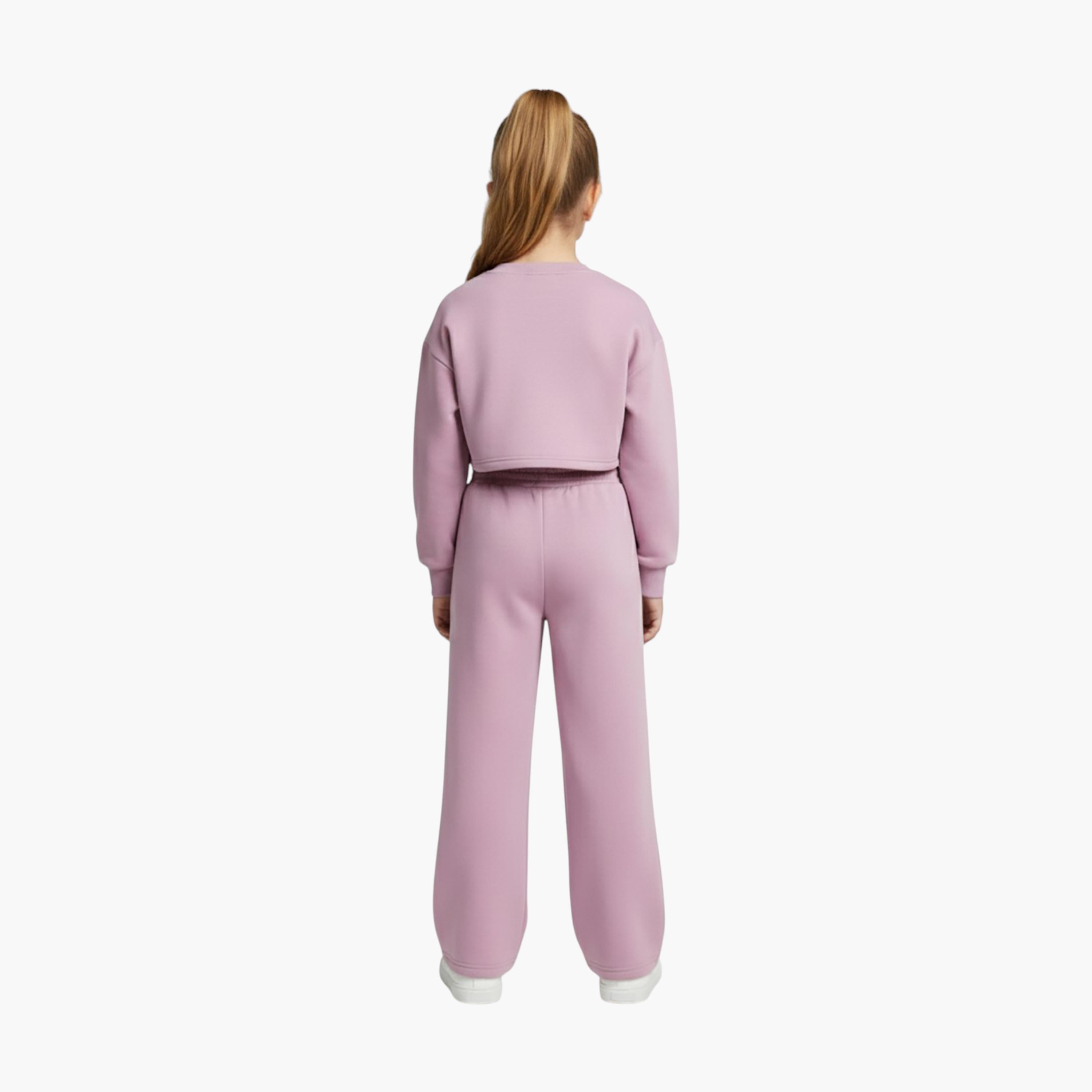 Babyqlo 2-Piece Cropped Sweatshirt with Flared Pants-girls-clothing-setsandcoords-image-2
