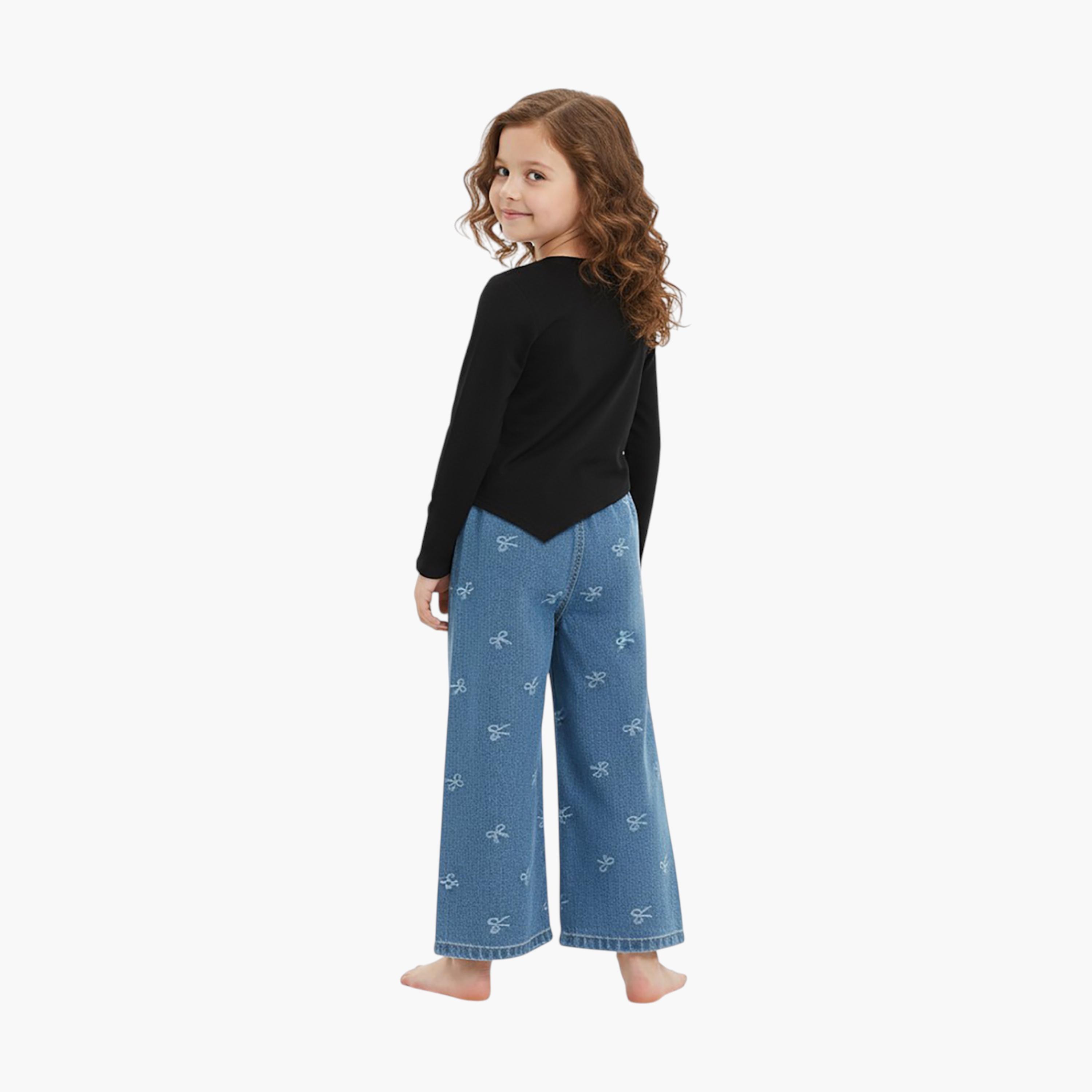 توب من قطعتين بطبعة فراشات مع بنطال جينز من بيبيكلو-girls-clothing-setsandcoords-image-2