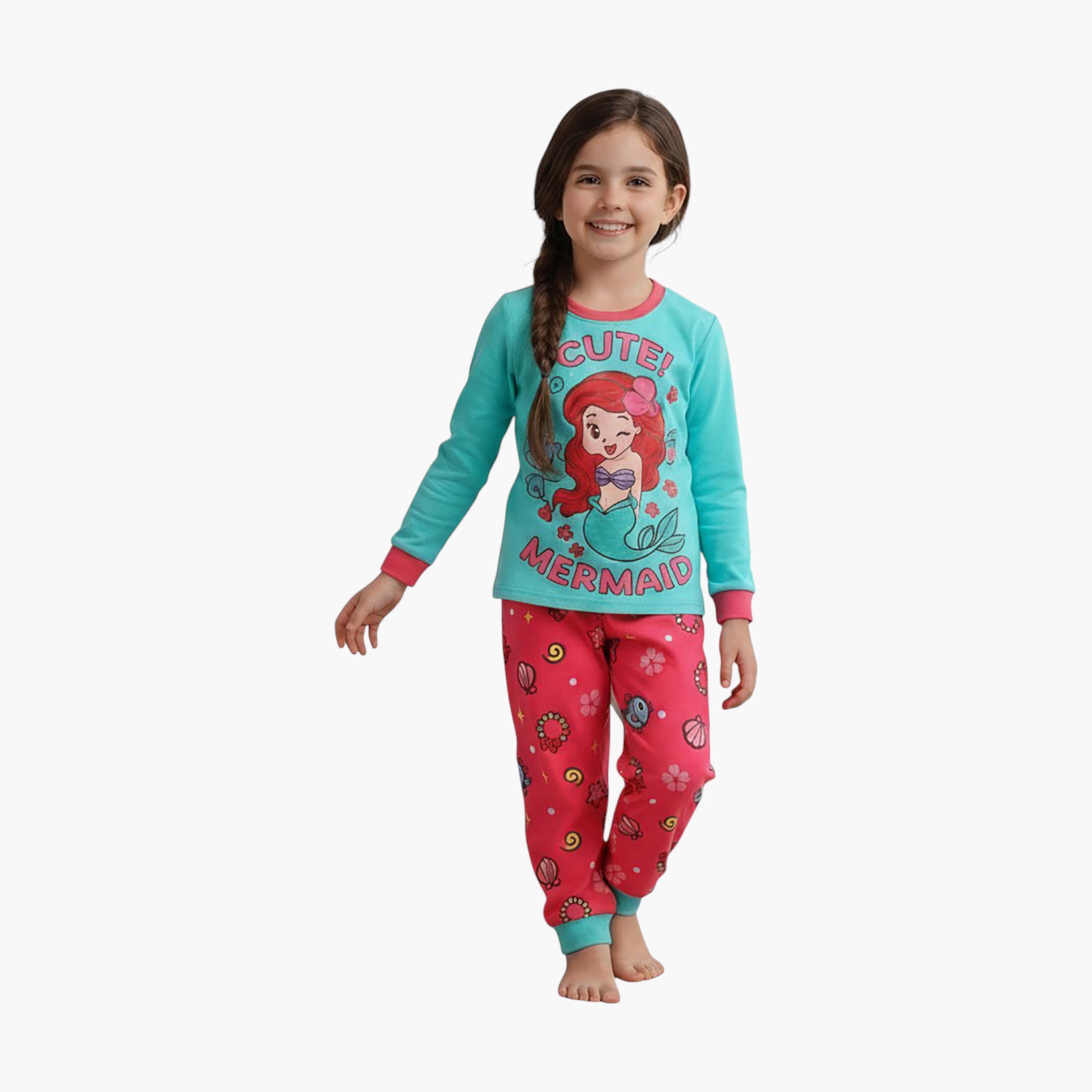 Babyqlo 2-Piece Mermaid Printed Glow in the Dark Pyjama Set-girls-clothing-setsandcoords-image-2