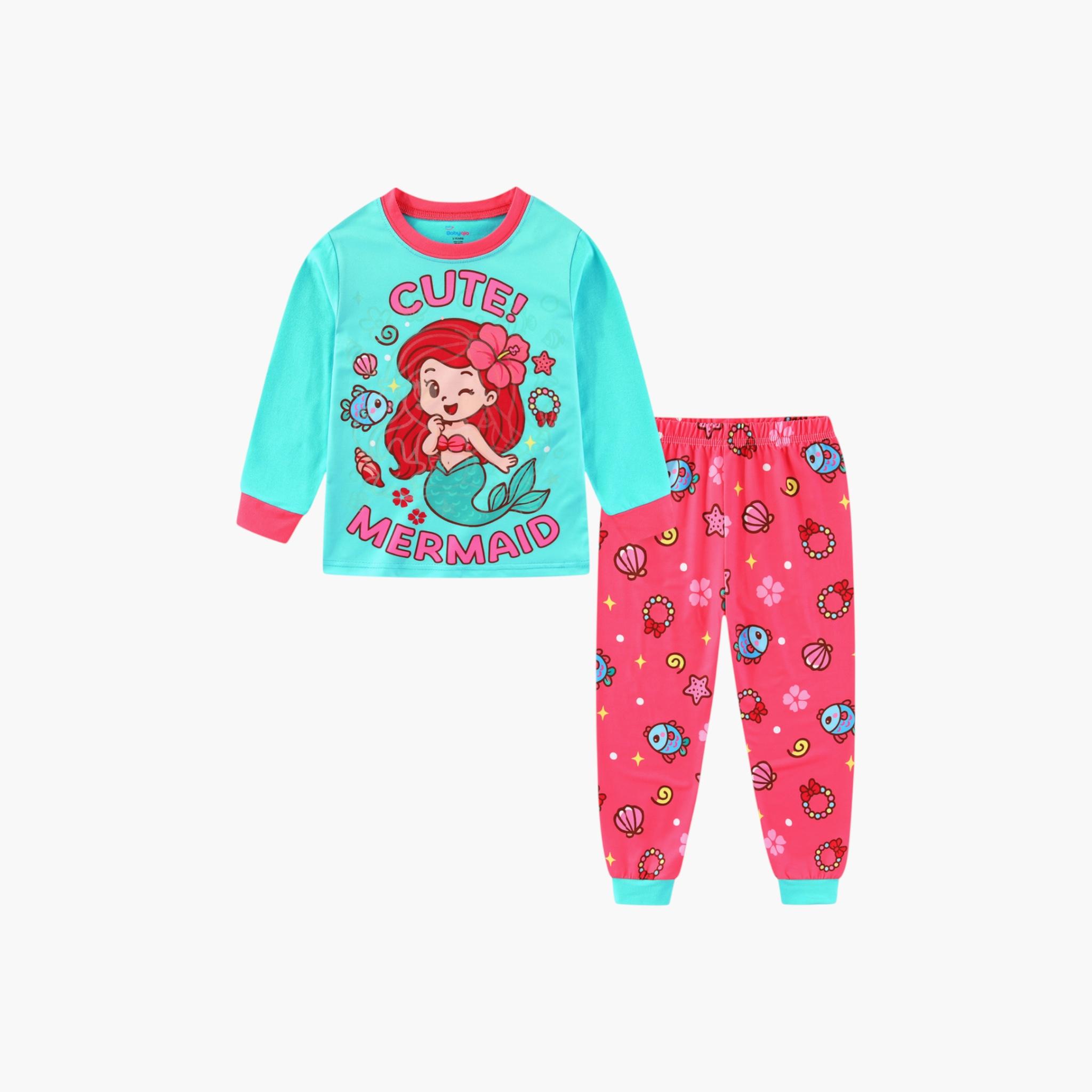 Babyqlo 2-Piece Mermaid Printed Glow in the Dark Pyjama Set-girls-clothing-setsandcoords-image-4