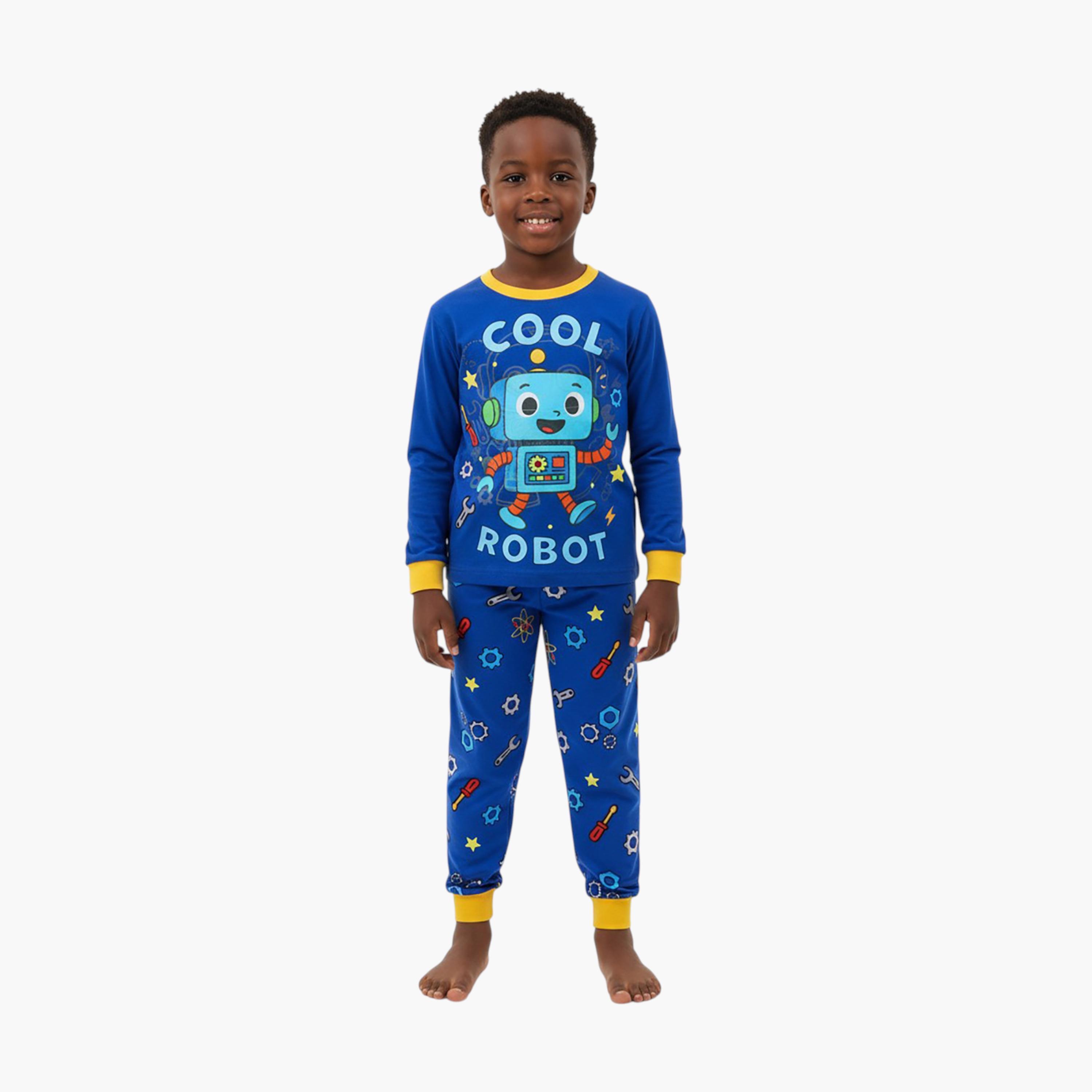 Babyqlo 2-Piece Robot Printed Glow in the Dark Pyjama Set-boys-clothing-setsandcoords-image-2