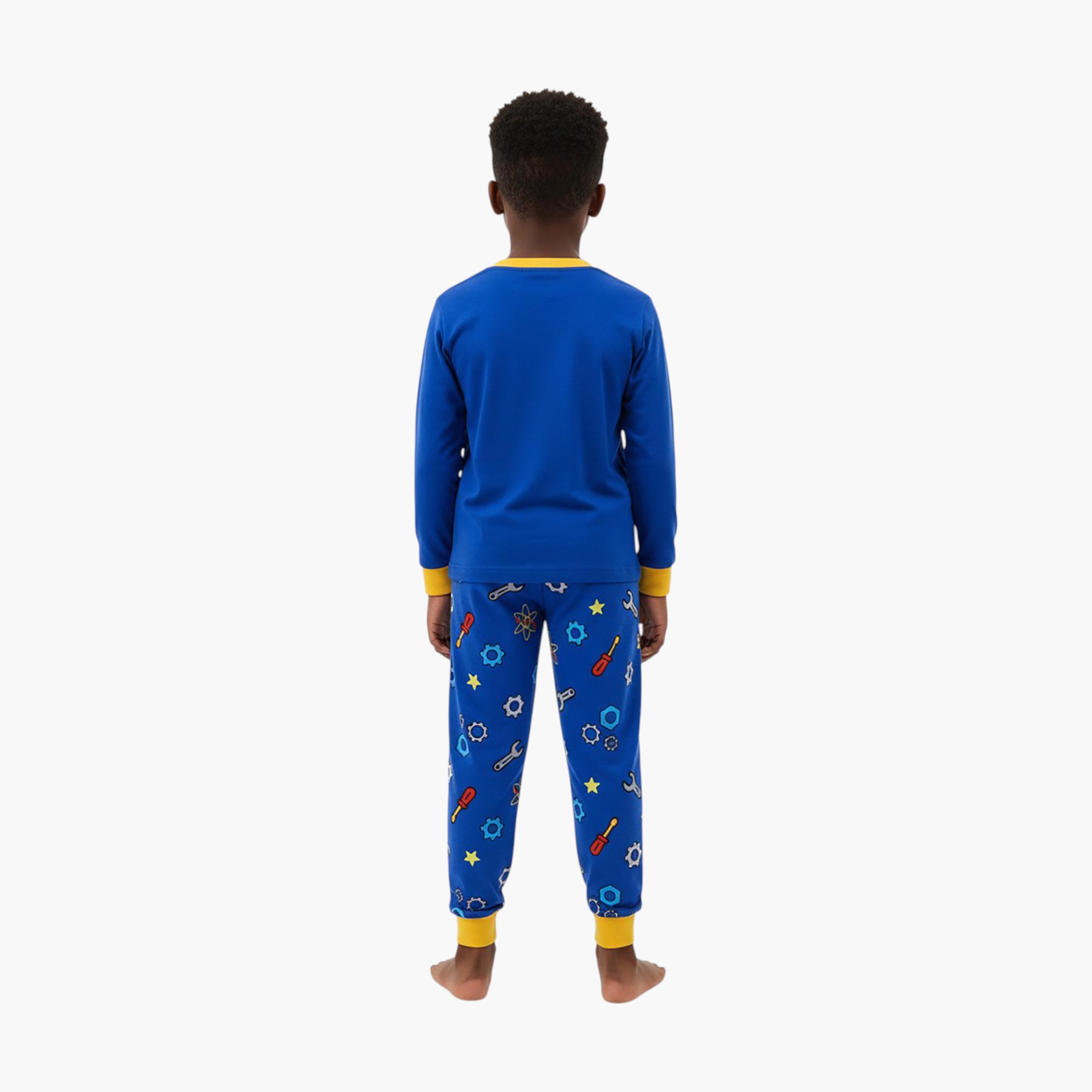 Babyqlo 2-Piece Robot Printed Glow in the Dark Pyjama Set-boys-clothing-setsandcoords-image-3