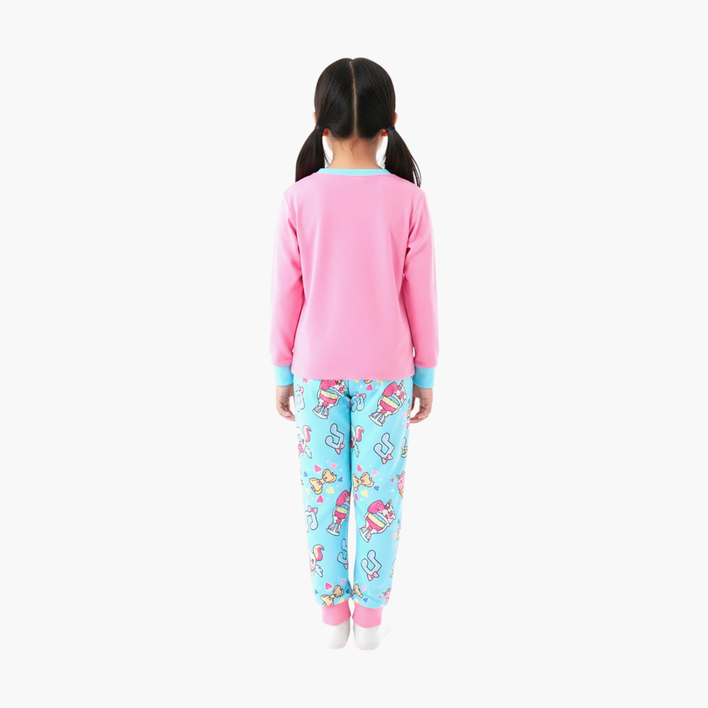Babyqlo 2-Piece Unicorn Printed Glow in the Dark Pyjama Set-girls-clothing-setsandcoords-image-3