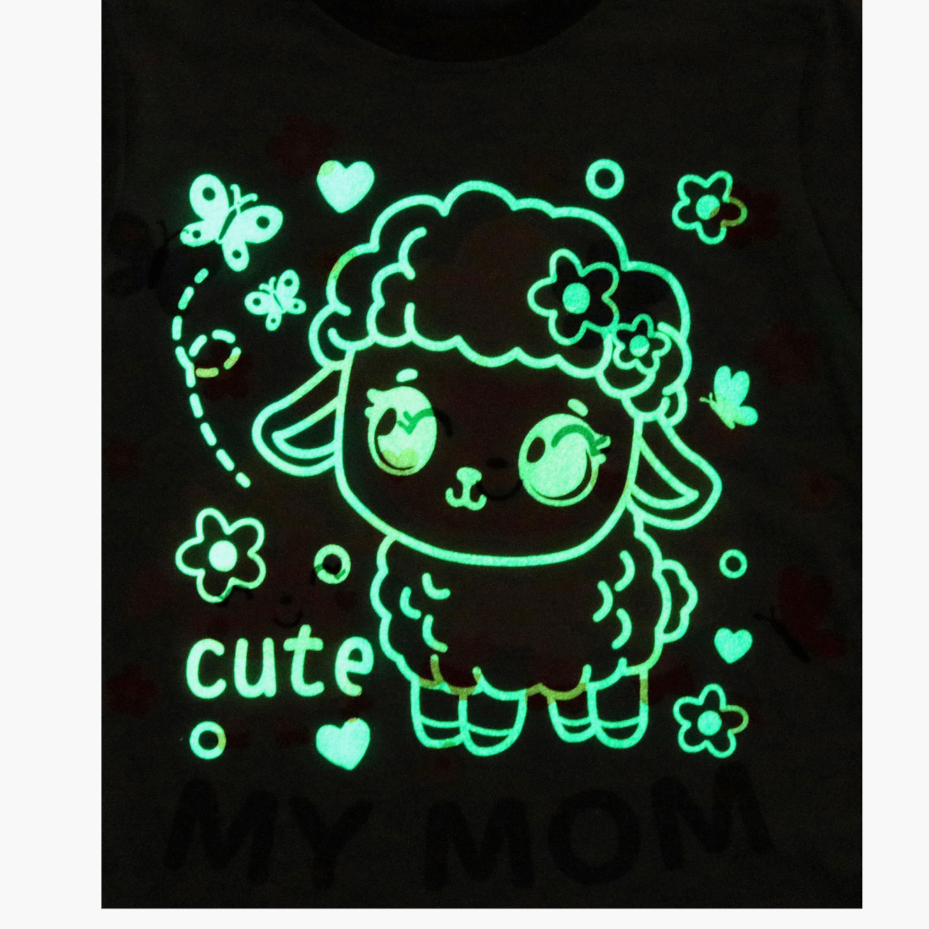 Babyqlo 2-Piece Sheep Printed Glow in the Dark Pyjama Set-girls-clothing-setsandcoords-image-4