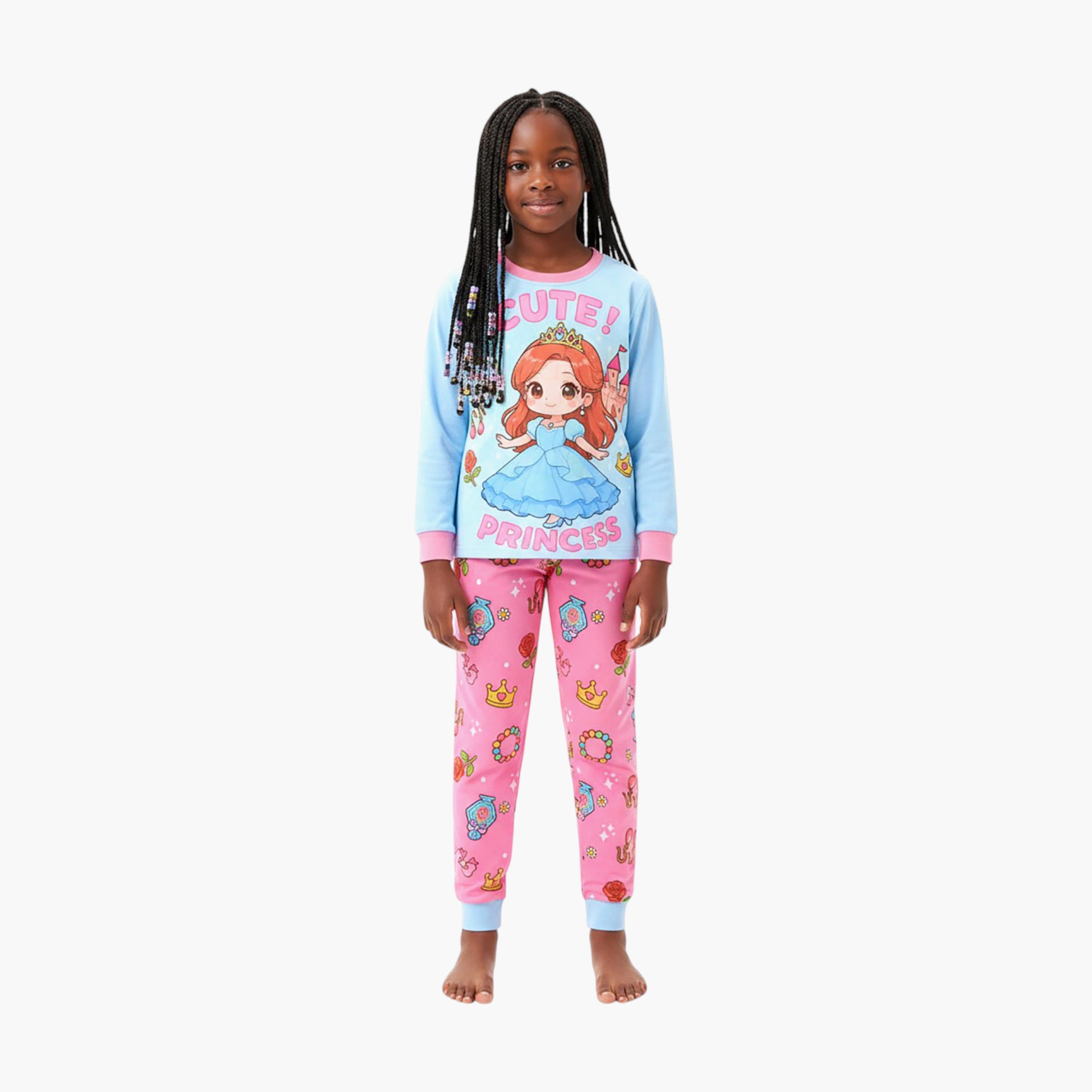 Babyqlo 2-Piece Princess Printed Glow in the Dark Pyjama Set-girls-clothing-setsandcoords-image-2