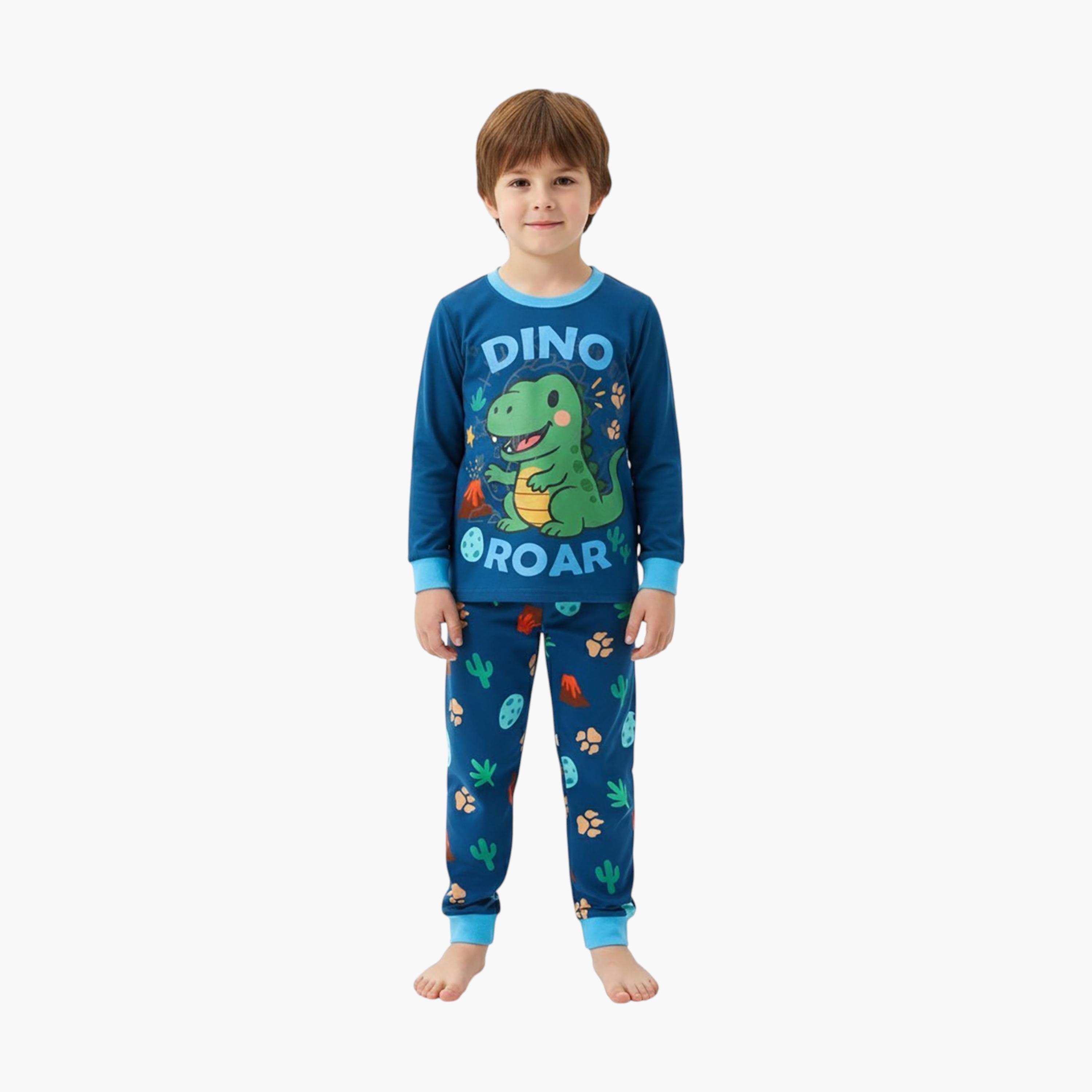 Babyqlo 2-Piece Dinosaur Printed Glow in the Dark Pyjama Set-boys-clothing-setsandcoords-image-2