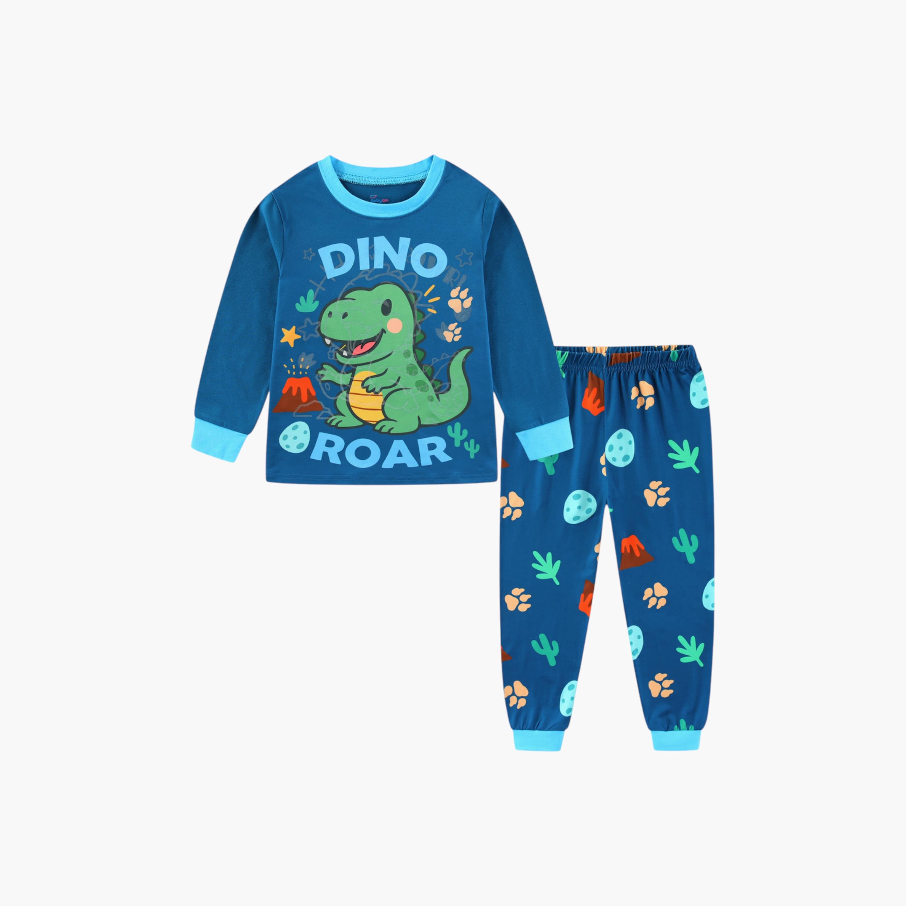 Babyqlo 2-Piece Dinosaur Printed Glow in the Dark Pyjama Set-boys-clothing-setsandcoords-image-4