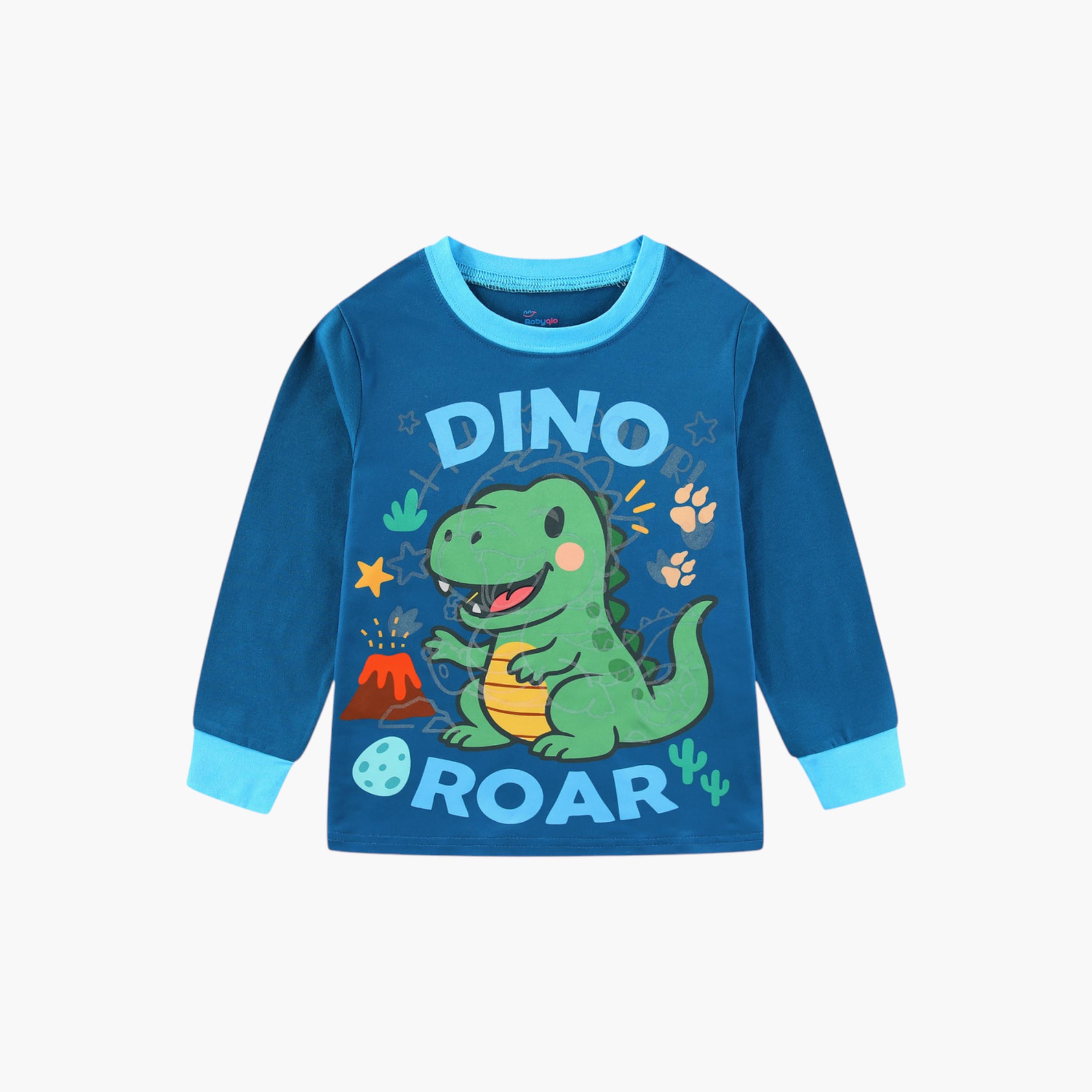 Babyqlo 2-Piece Dinosaur Printed Glow in the Dark Pyjama Set-boys-clothing-setsandcoords-image-7