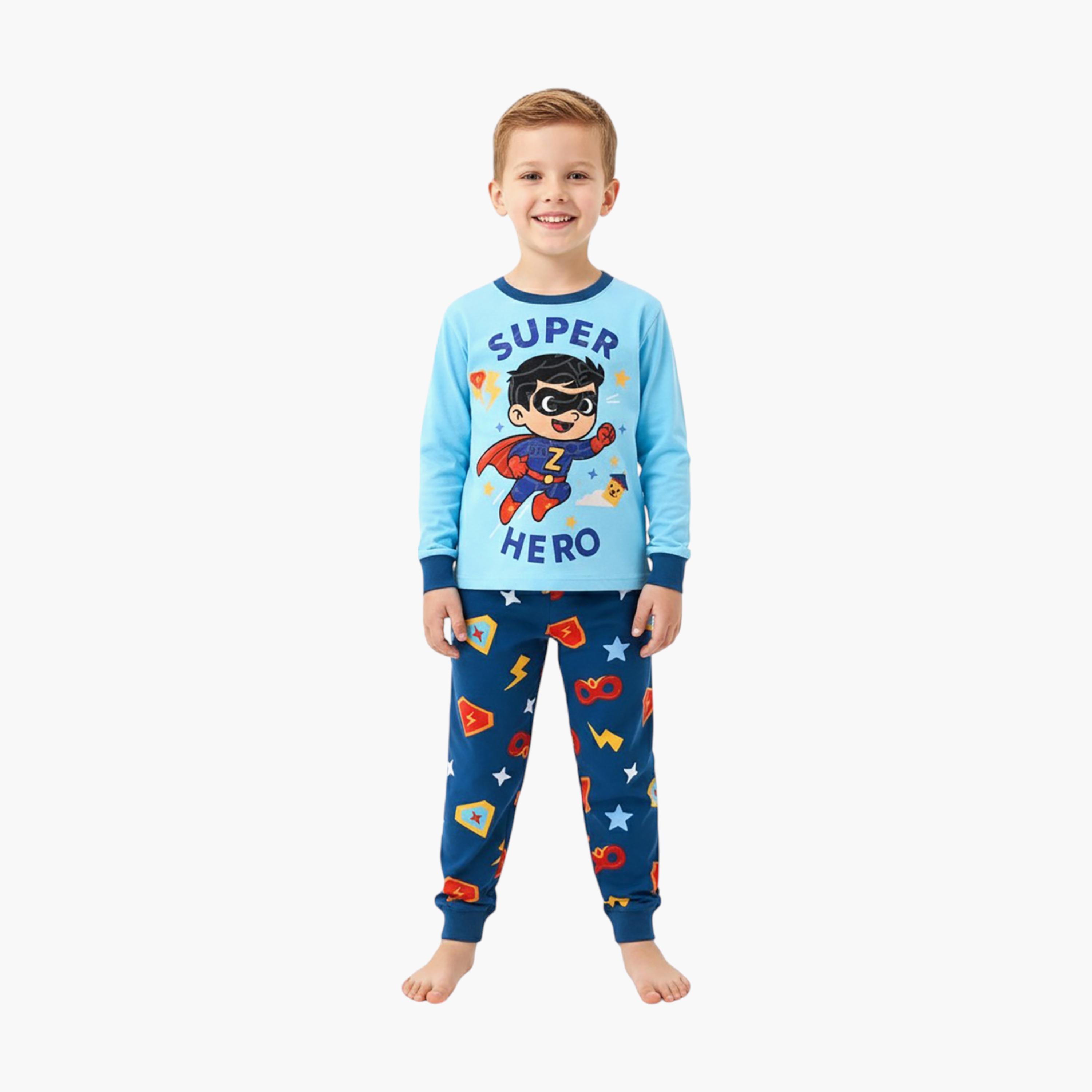 Babyqlo 2-Piece Superhero Printed Glow in the Dark Pyjama Set-boys-clothing-setsandcoords-image-2