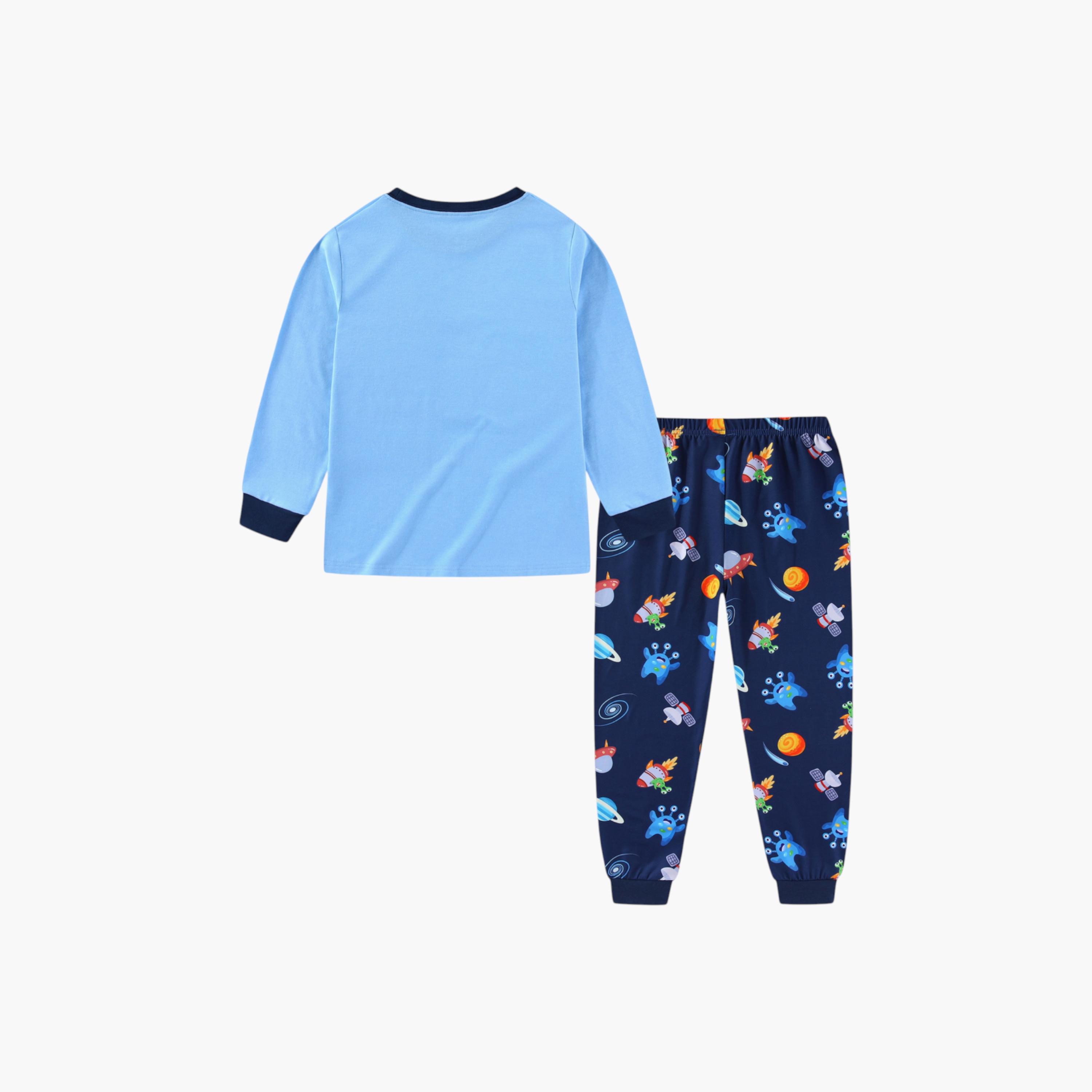 طقم بيجاما من قطعتين مطبوع عليه رائد فضاء، متوهج في الظلام من بيبيكلو-boys-clothing-setsandcoords-image-5
