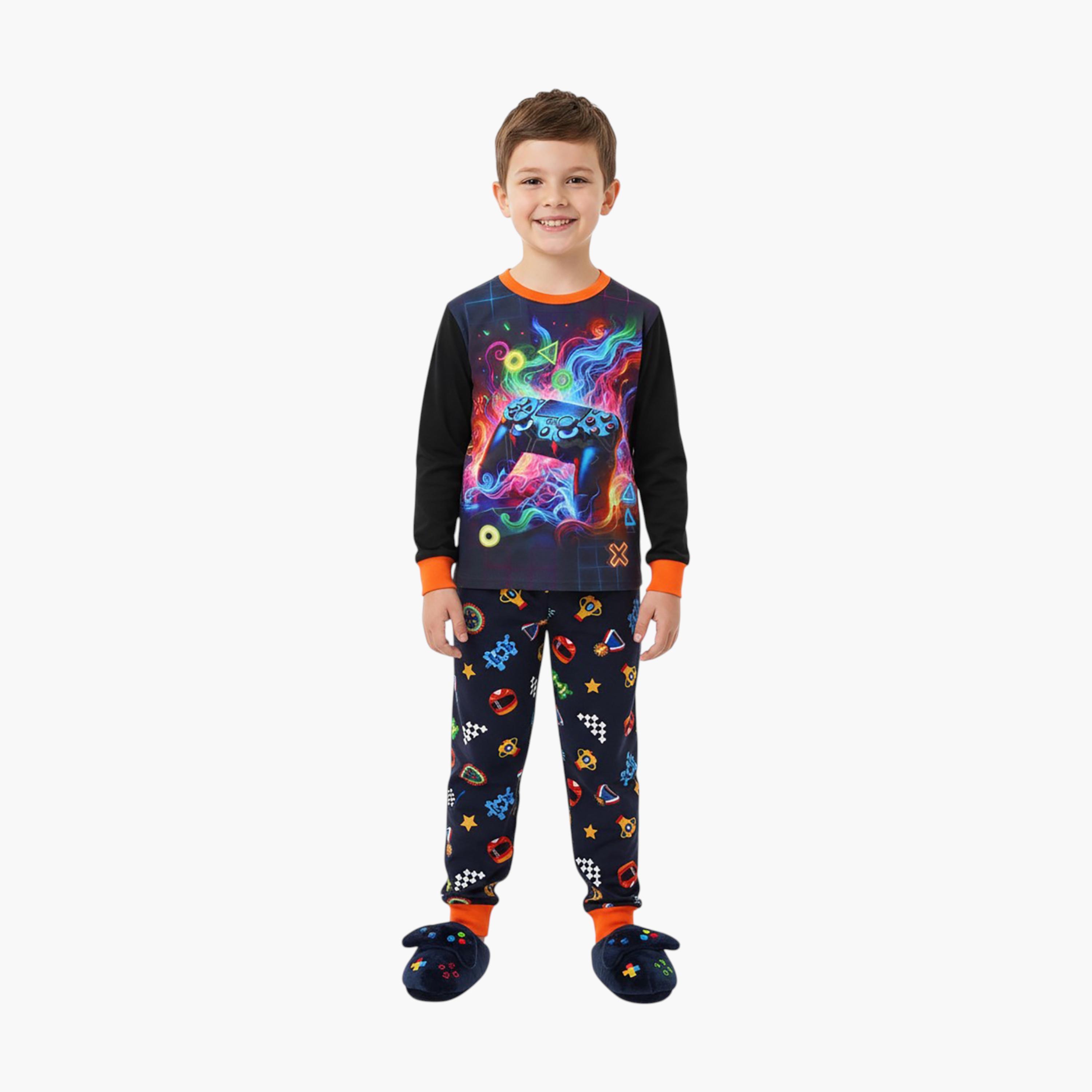 Babyqlo 2-Piece Video Game Printed Glow in the Dark Pyjama Set-boys-clothing-setsandcoords-image-2