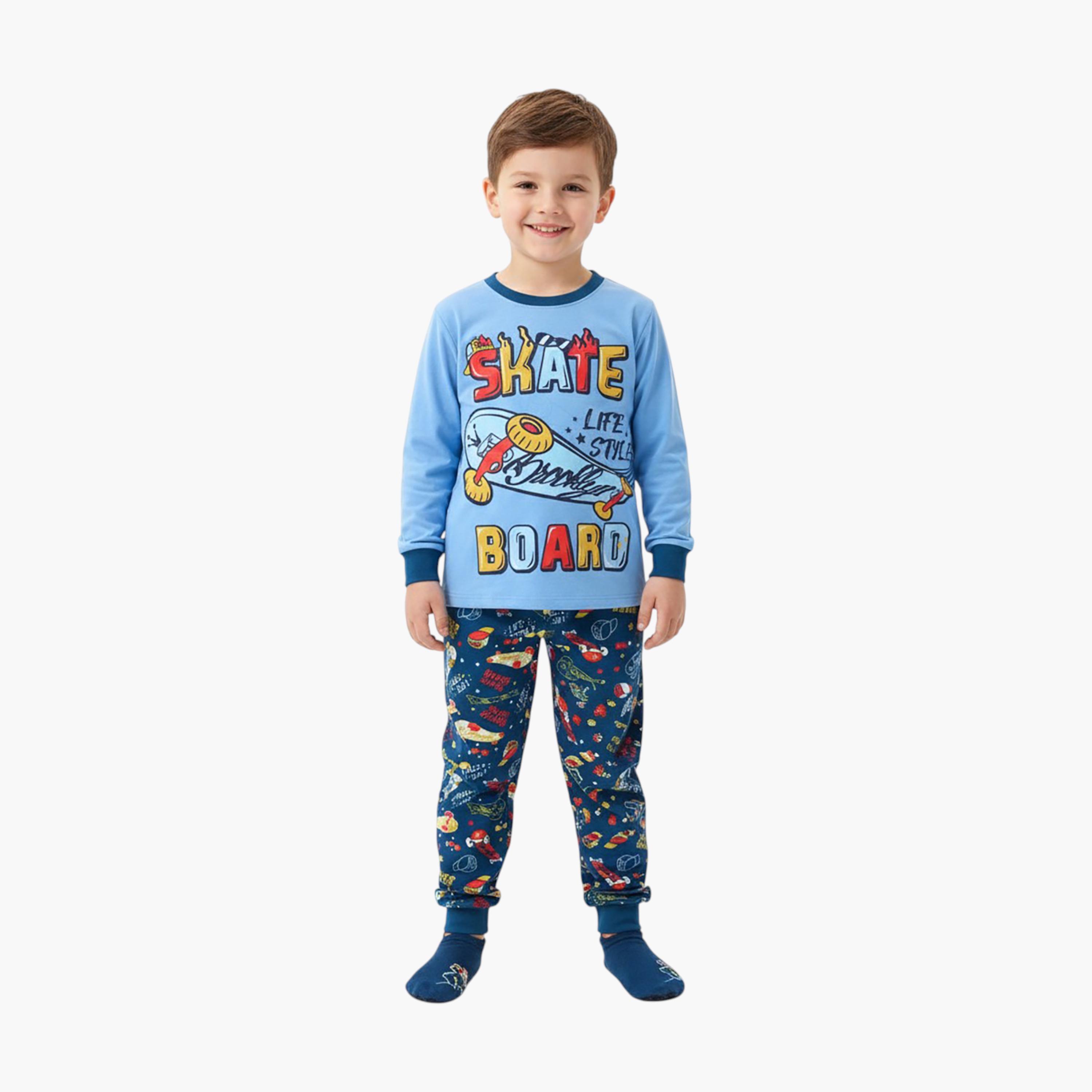Babyqlo 2-Piece Skateboard Printed Glow in the Dark Pyjama Set-boys-clothing-setsandcoords-image-2
