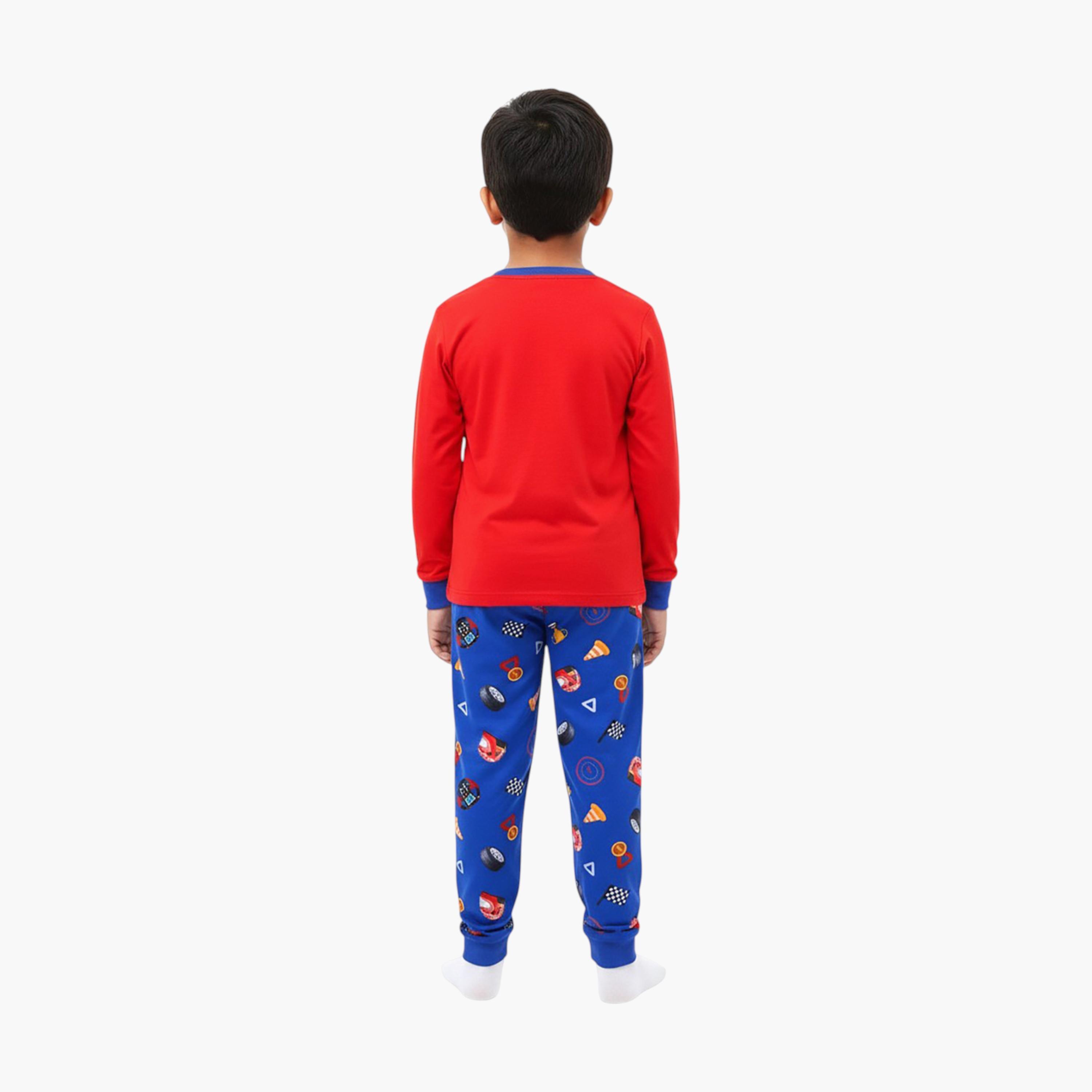 Babyqlo 2-Piece Racing Cars Printed Glow in the Dark Pyjama Set-boys-clothing-setsandcoords-image-3
