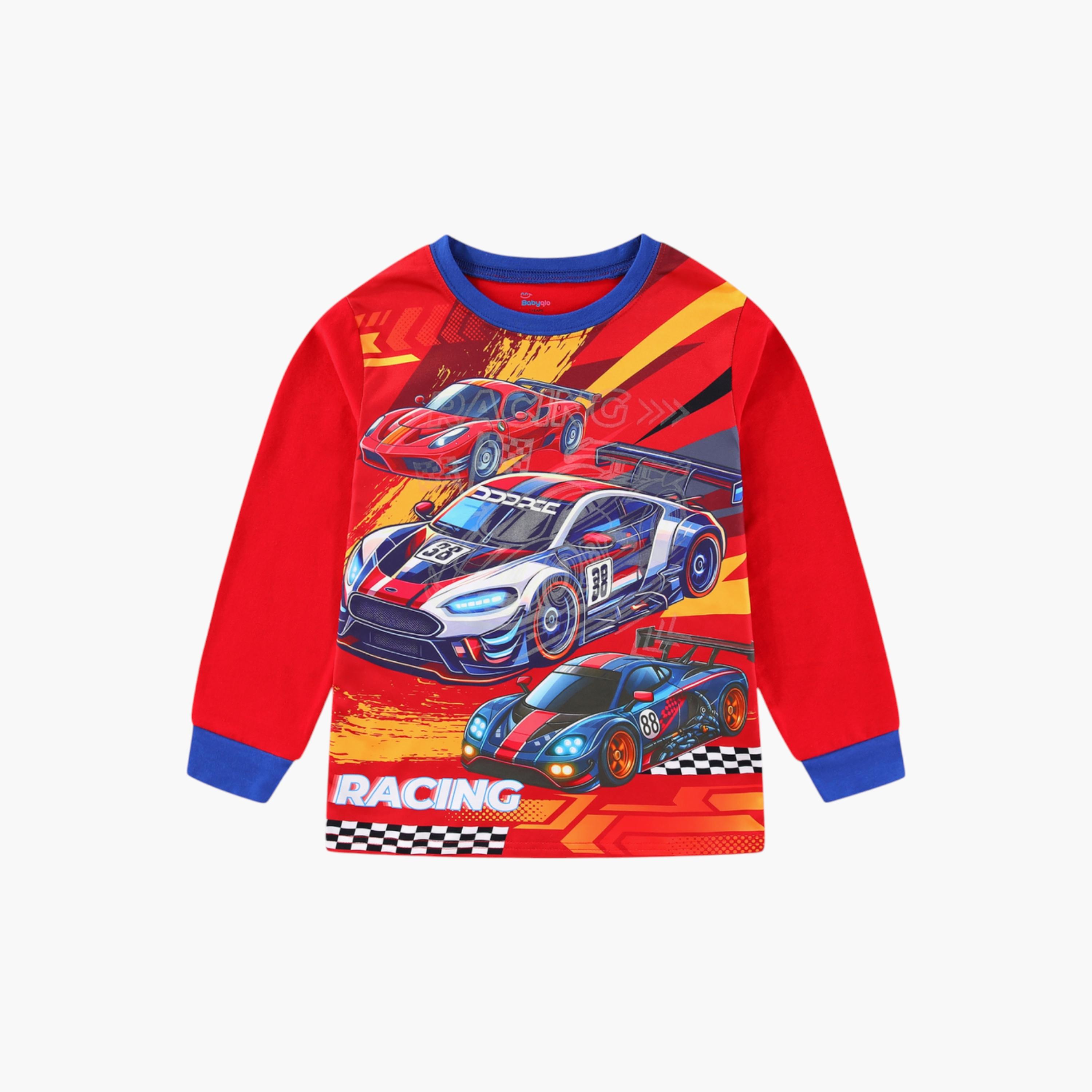 Babyqlo 2-Piece Racing Cars Printed Glow in the Dark Pyjama Set-boys-clothing-setsandcoords-image-5