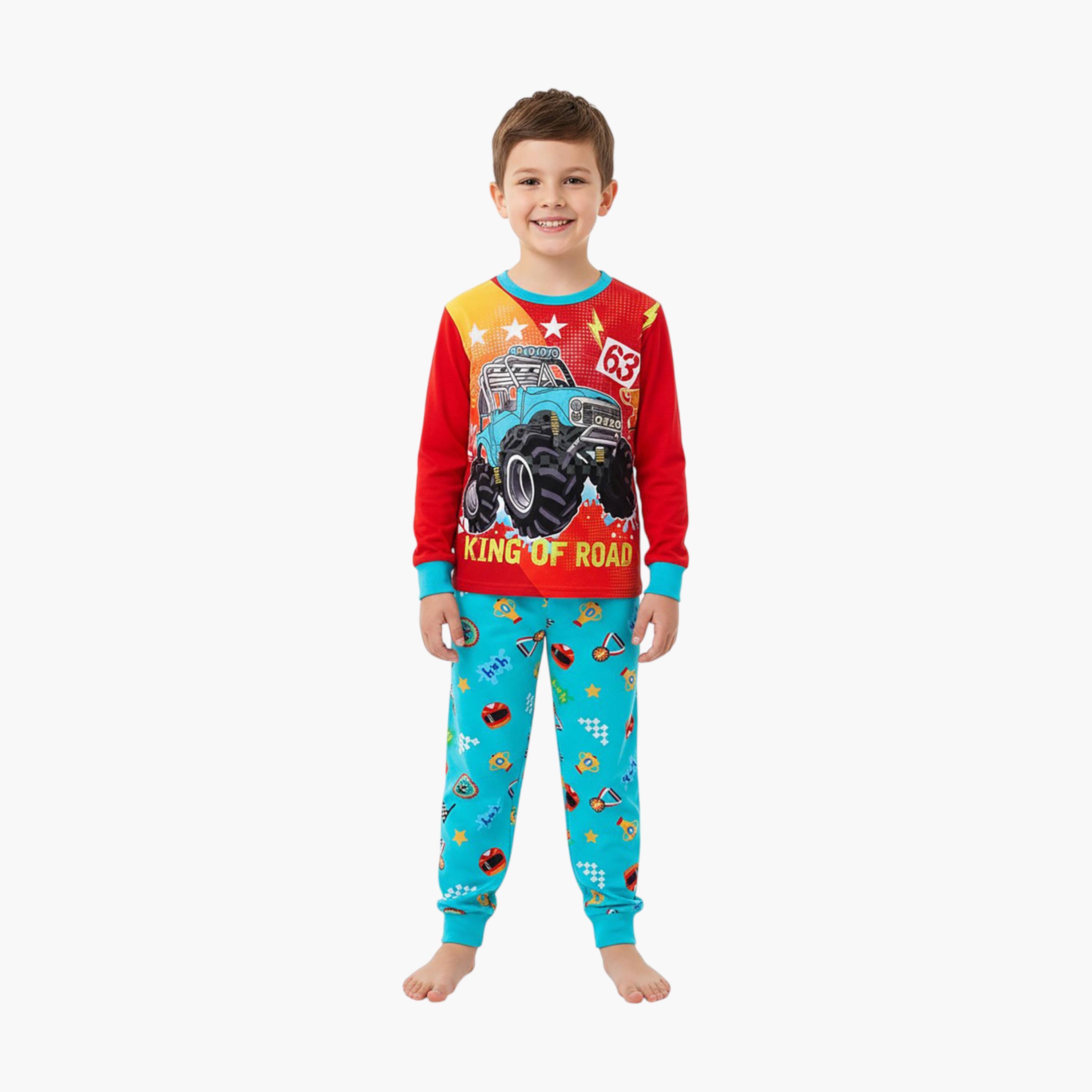 Babyqlo 2-Piece Monster Truck Printed Glow in the Dark Pyjama Set-boys-clothing-setsandcoords-image-2