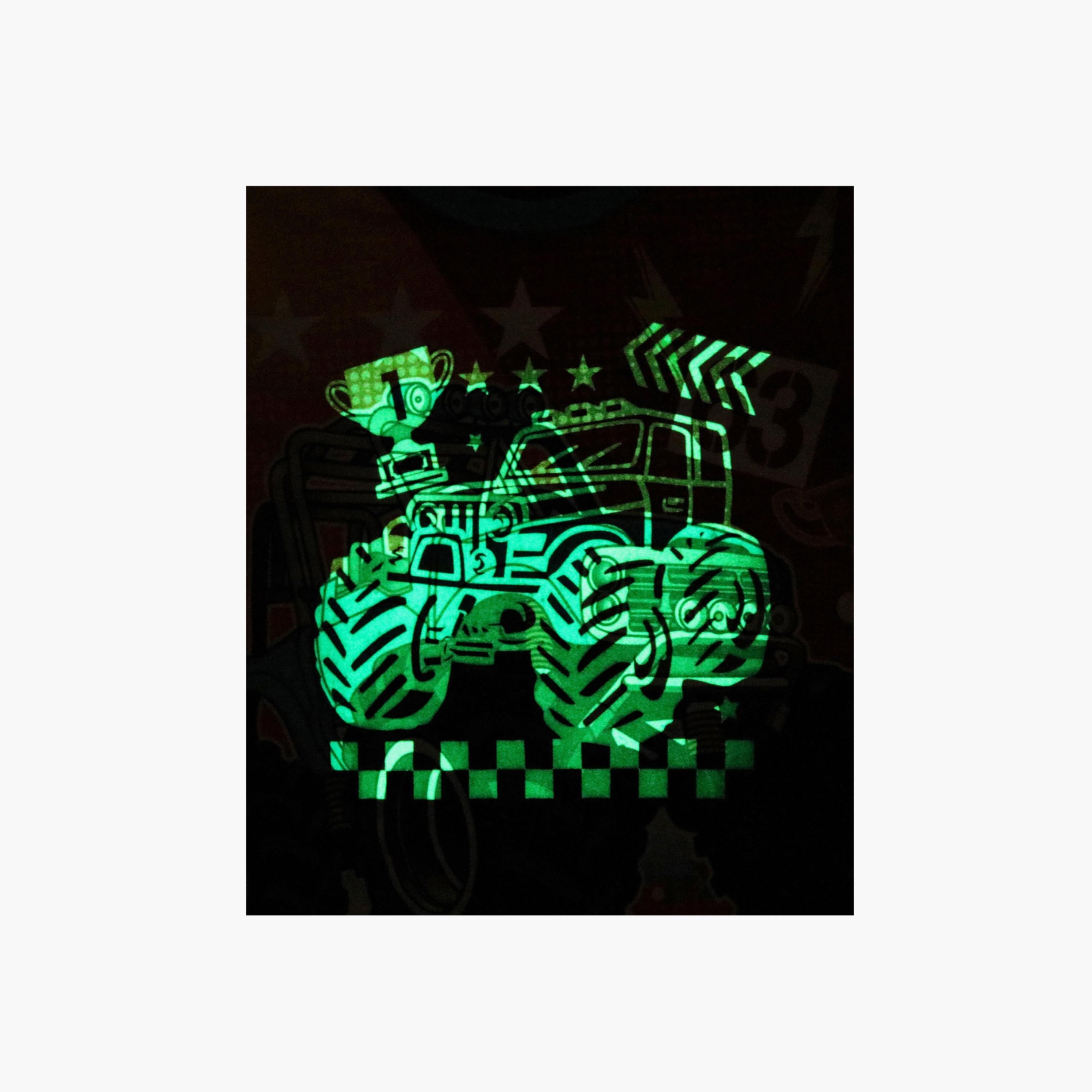 Babyqlo 2-Piece Monster Truck Printed Glow in the Dark Pyjama Set-boys-clothing-setsandcoords-image-4