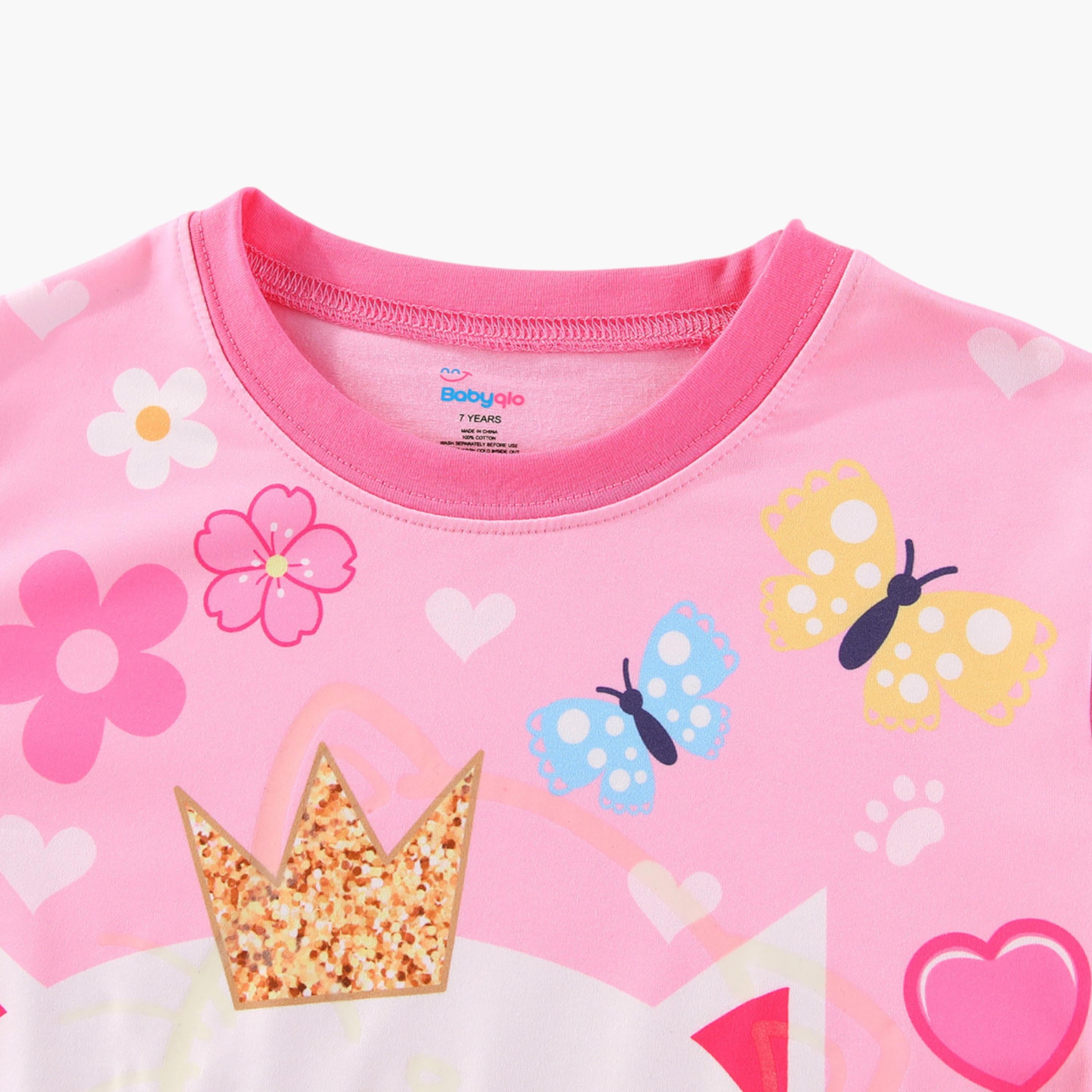 Babyqlo 2-Piece Cat Princess Printed Glow in the Dark Pyjama Set-girls-clothing-setsandcoords-image-9