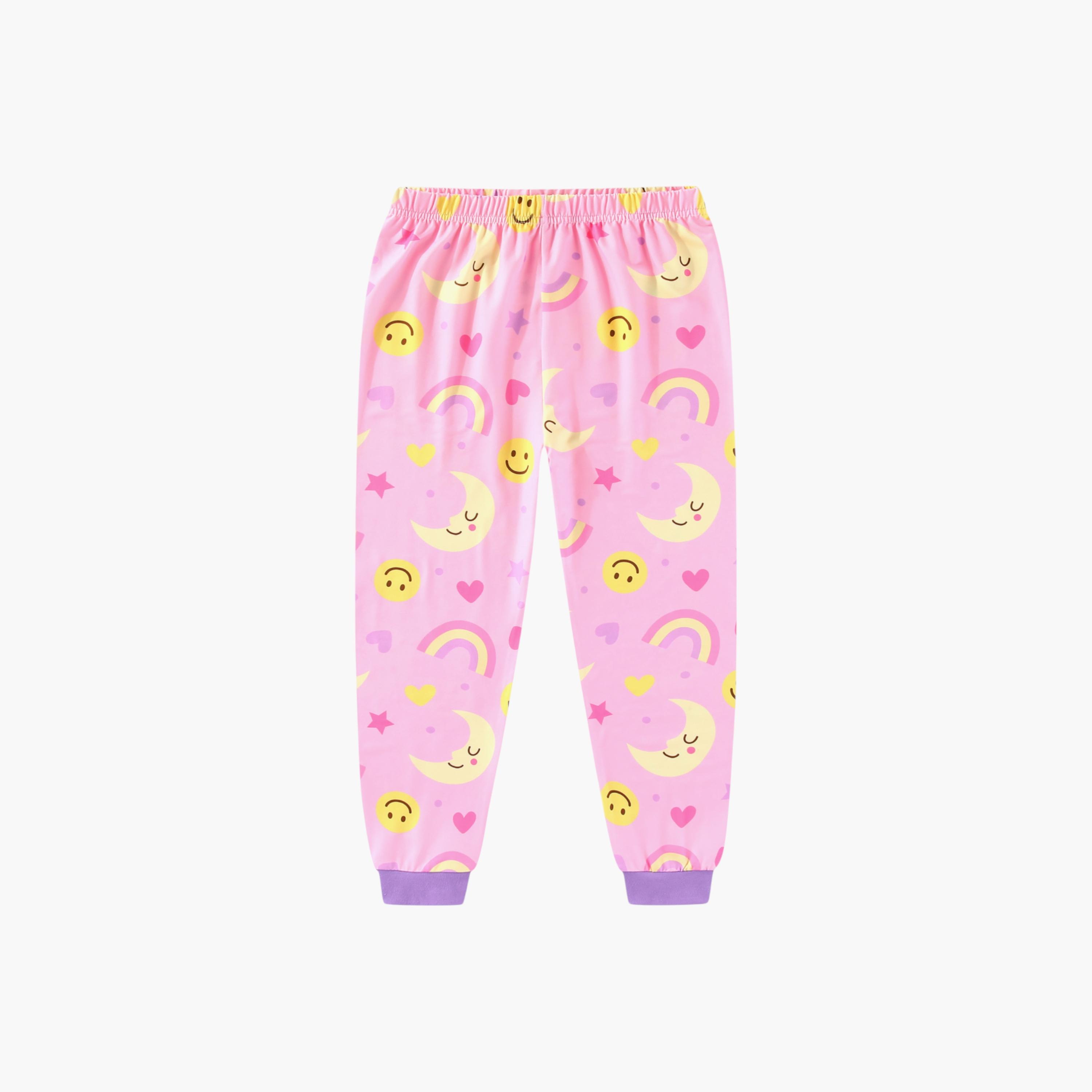 Babyqlo 2-Piece Rainbow and Moon Printed Glow in the Dark Pyjama Set-girls-clothing-setsandcoords-image-6