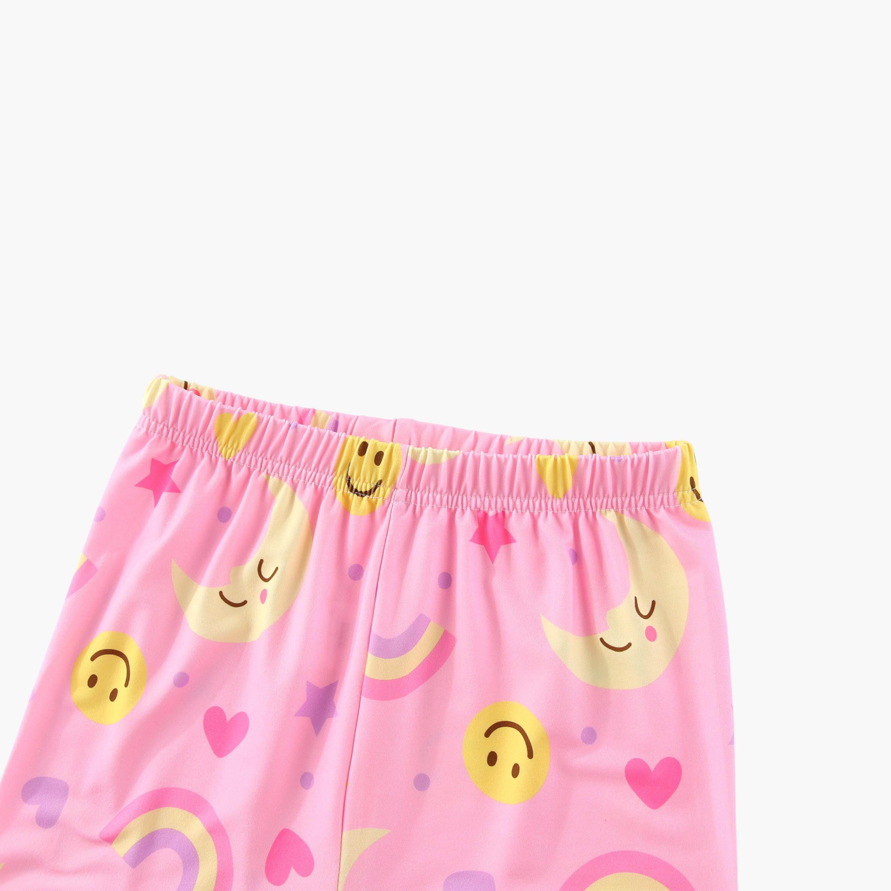 Babyqlo 2-Piece Rainbow and Moon Printed Glow in the Dark Pyjama Set-girls-clothing-setsandcoords-image-7