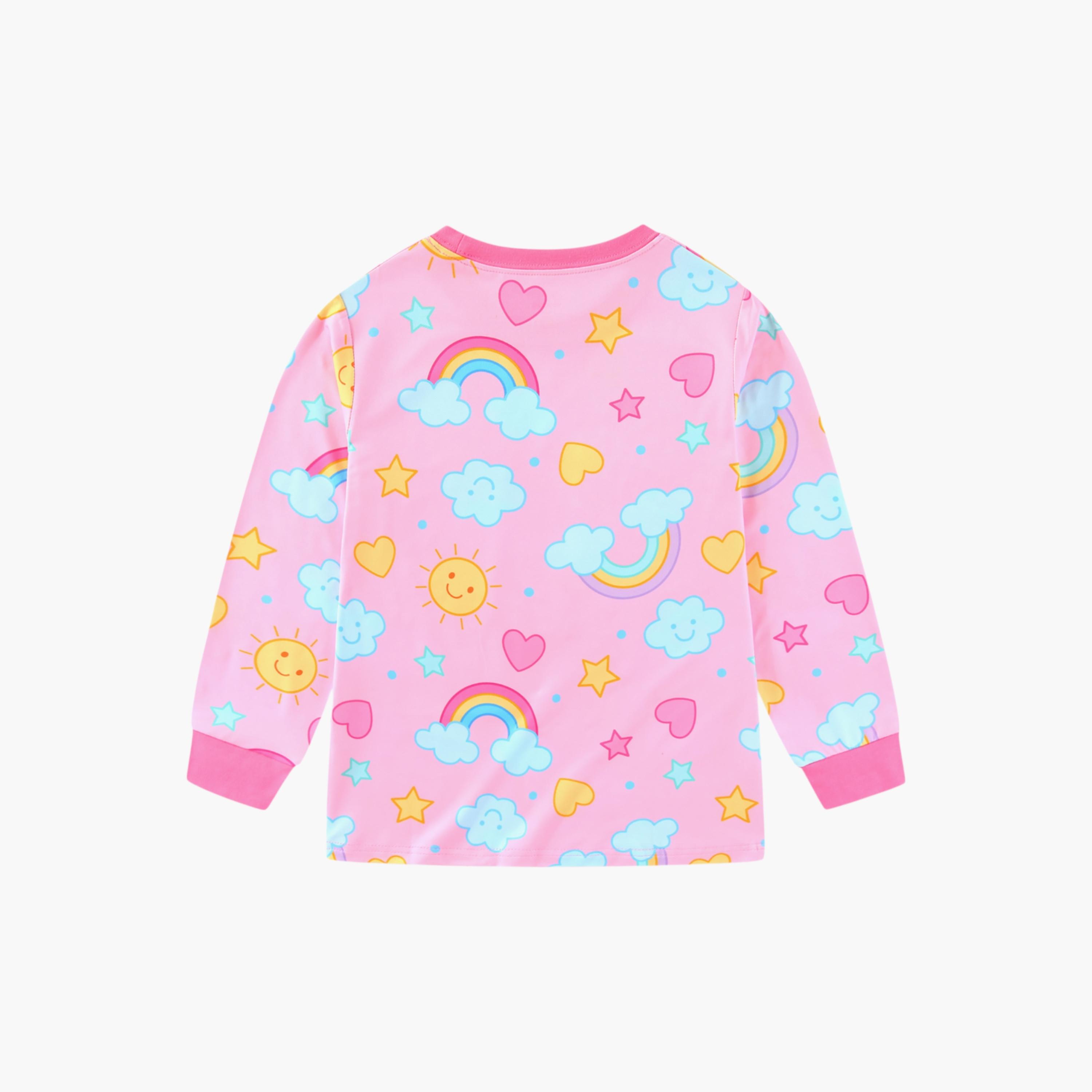 Babyqlo 2-Piece Rainbow and Clouds Printed Glow in the Dark Pyjama Set-girls-clothing-setsandcoords-image-10