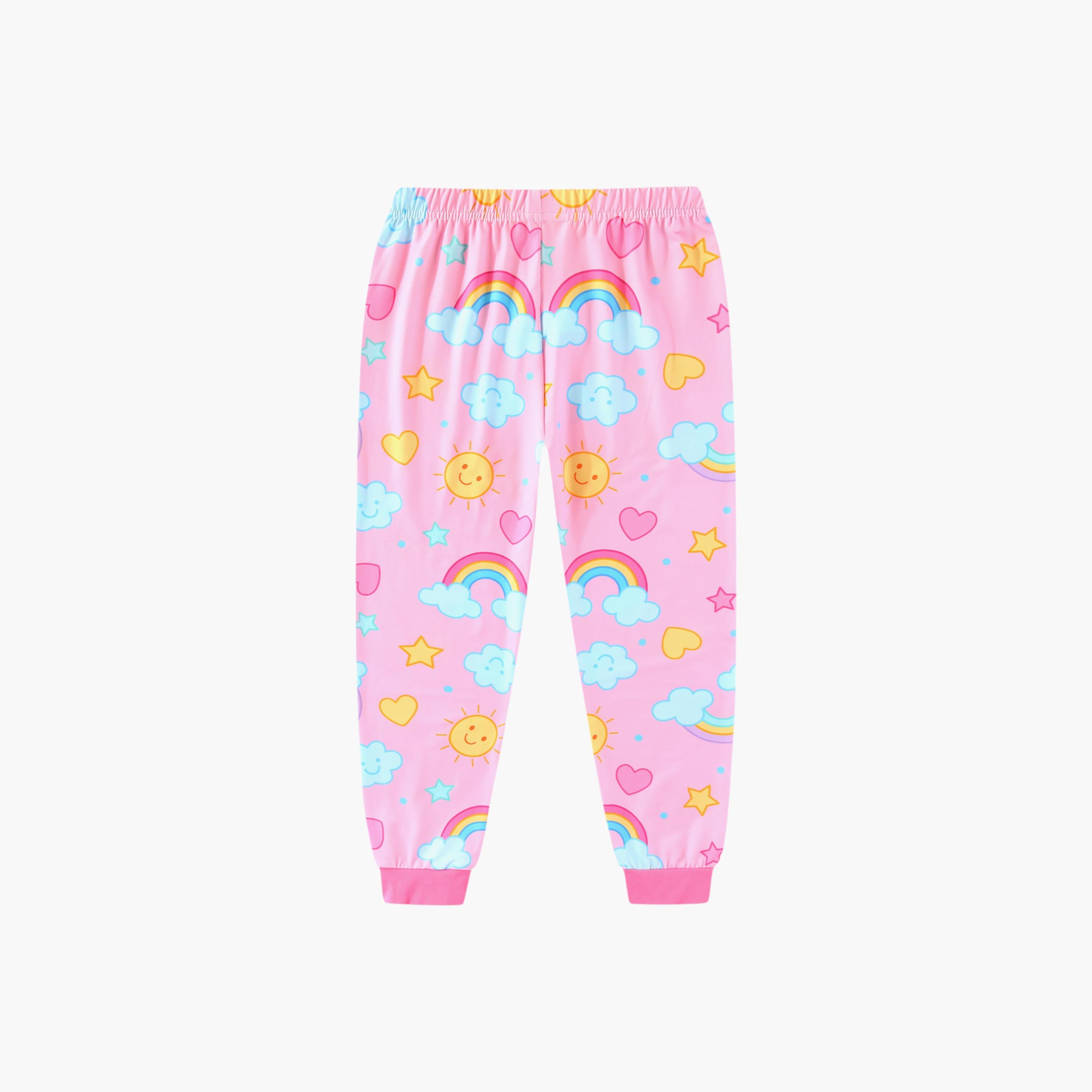 Babyqlo 2-Piece Rainbow and Clouds Printed Glow in the Dark Pyjama Set-girls-clothing-setsandcoords-image-11